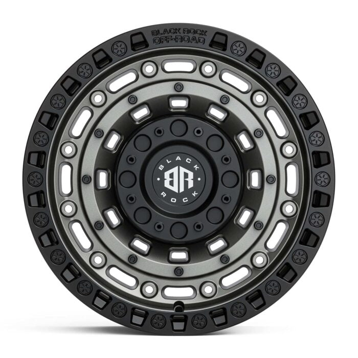 BLACK ROCK MILITARY GUNMETAL GREY BLACK RING 6X139.7 17X9 +20
