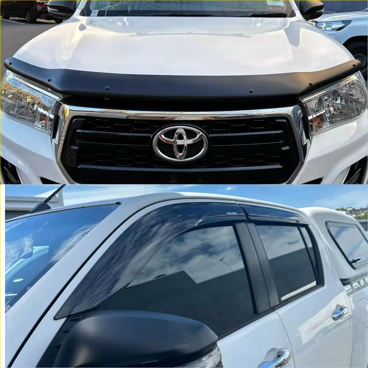 Bonnet Guard Matte Black and Monsoon Toyota Hilux 2015-2020 - Door Visor &