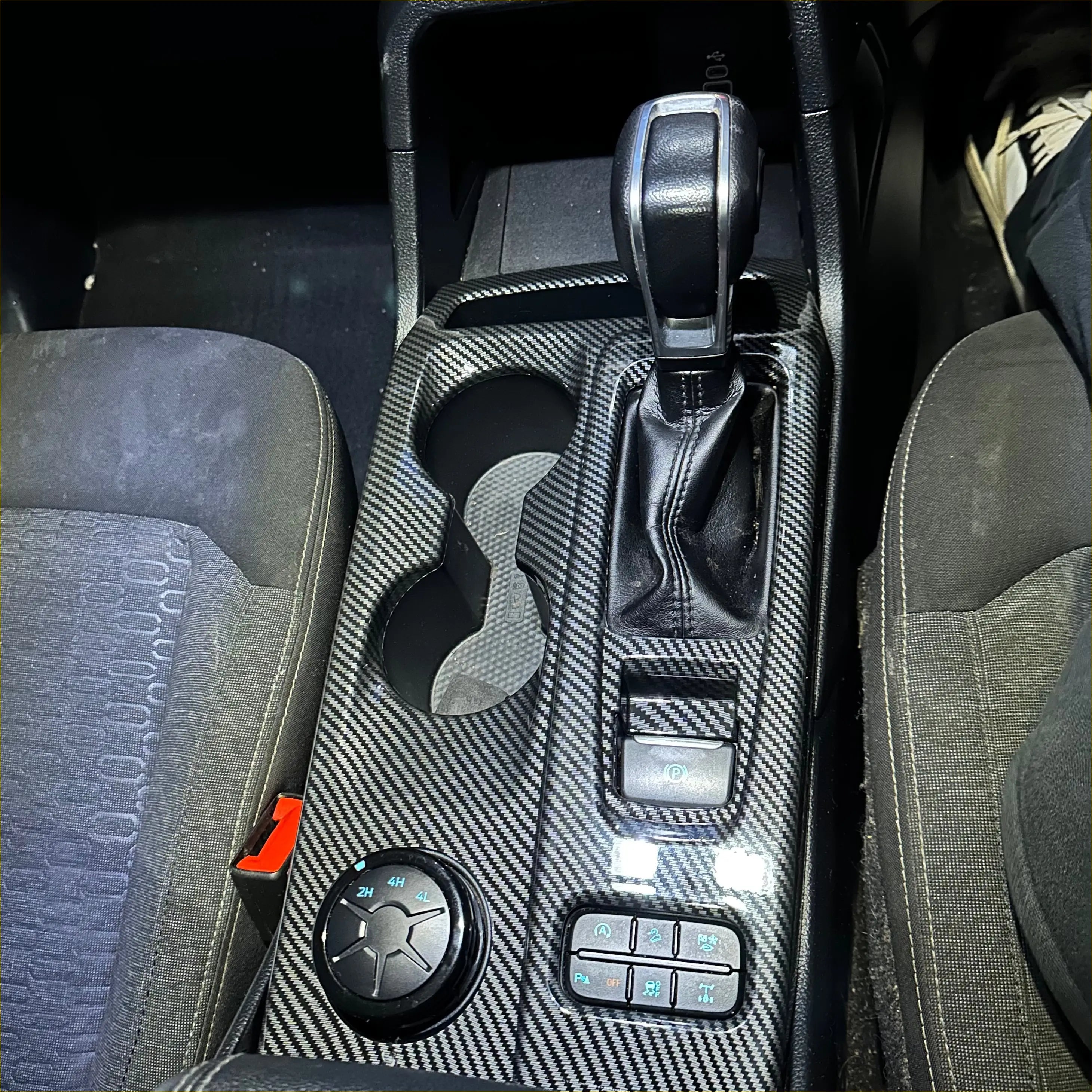 Carbon Fiber Interior Console Gear Shift Panel Trim Cover for Ford