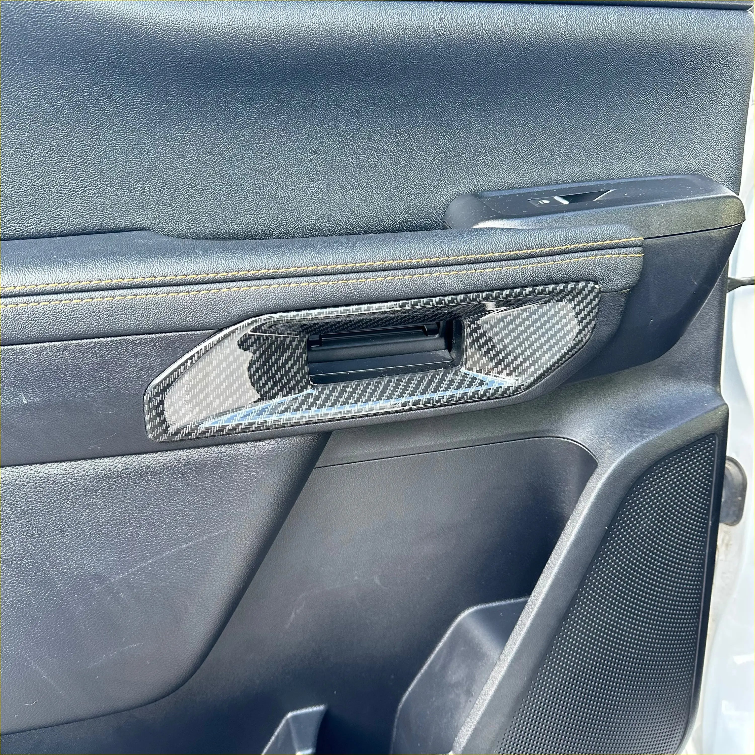 Carbon Fiber Interior Door Handle Panel Trim Cover for Ford Ranger