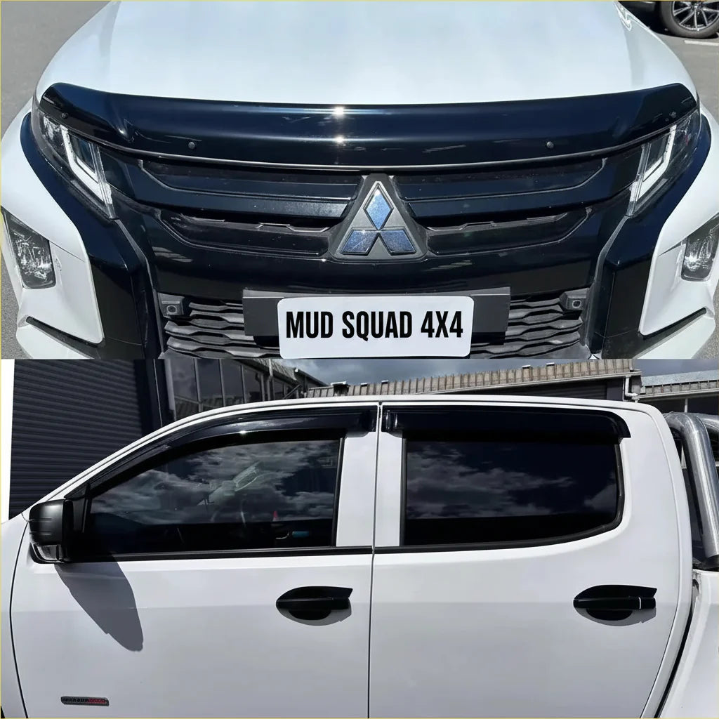 Monsoon and Bonnet Guard Aftermarket Style Mitsubishi Triton 2019-2023 - Door Visor &