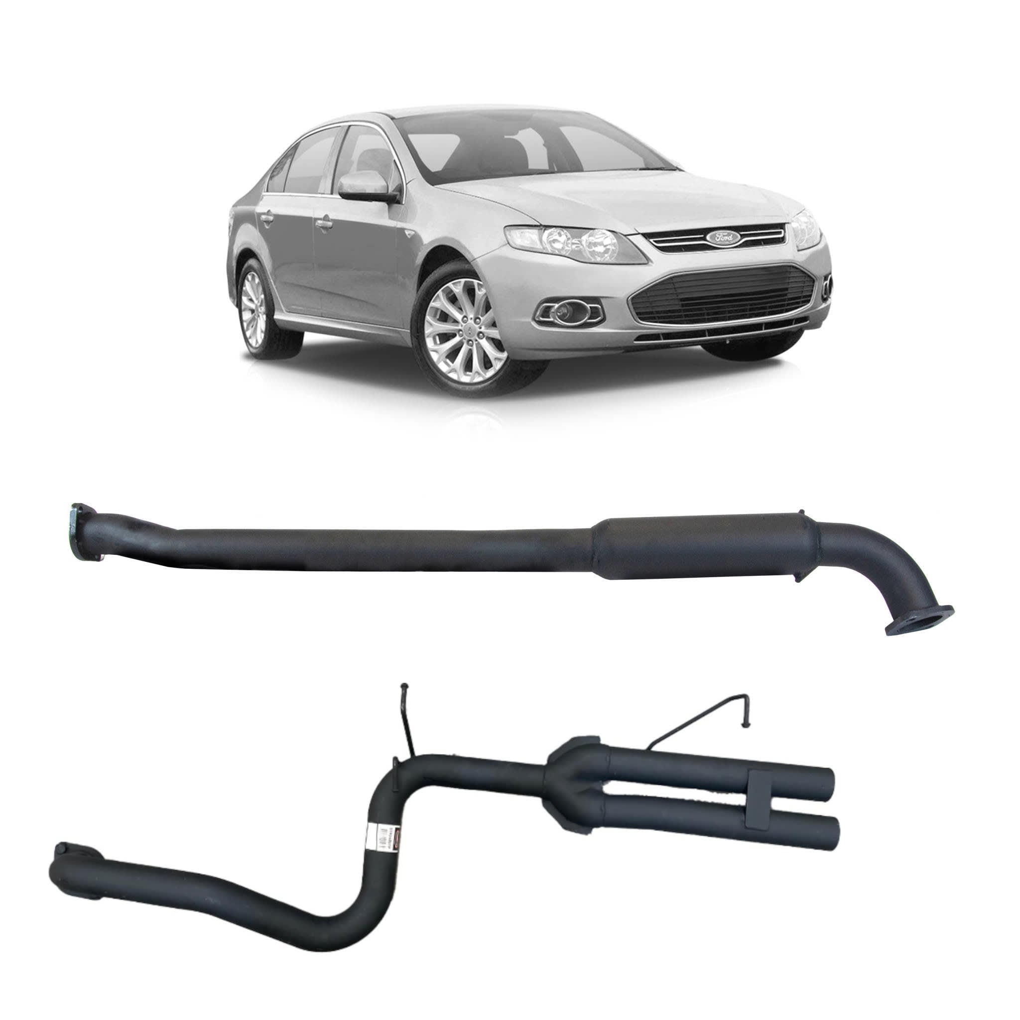 Redback 2.5’’ Catback Exhaust for Ford Falcon FG Sedan with Centre Hotdog and Dual out Rear Muffler Delete