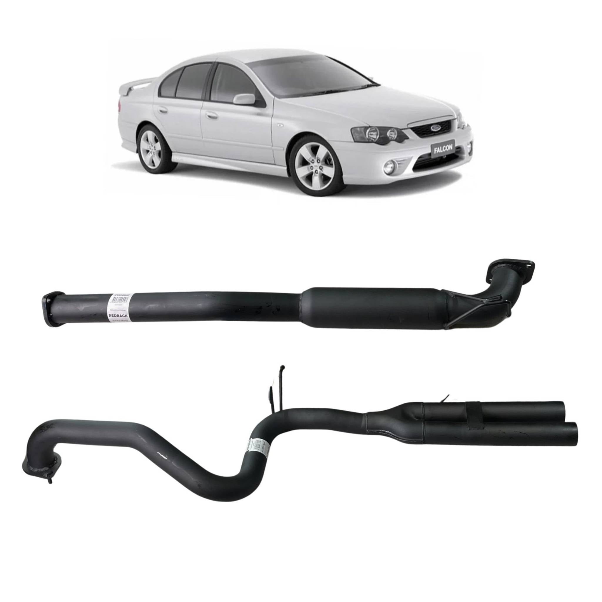 Redback 2.5’’ Catback Exhaust with Hotdog Centre and Dual Outlet Rear Muffler Delete for Ford Falcon BA BF Sedan(2003