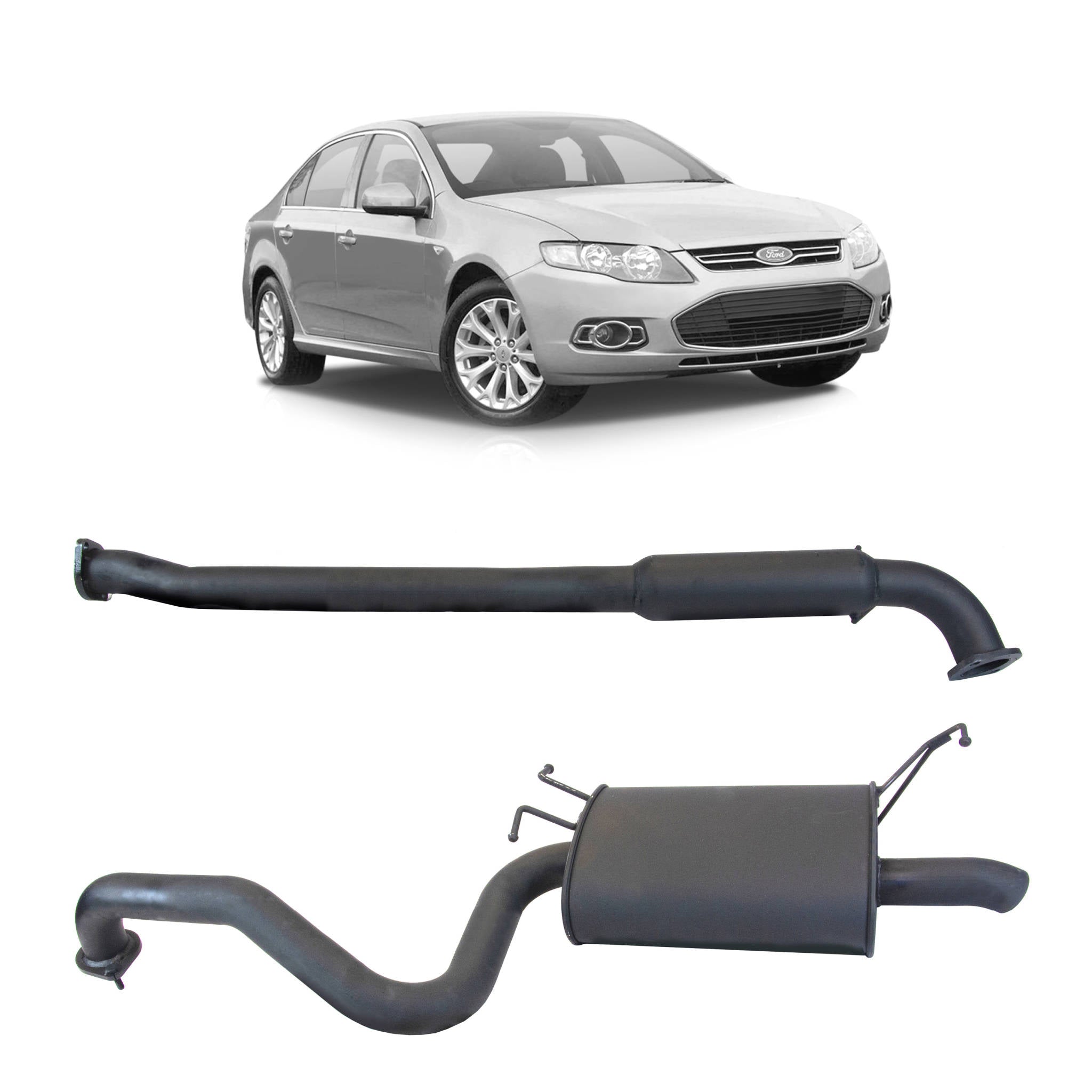 Redback 2.5’’ Catback Exhaust with Hotdog Centre and Single Outlet Rear Muffler for Ford Falcon FG Sedan(02/2008
