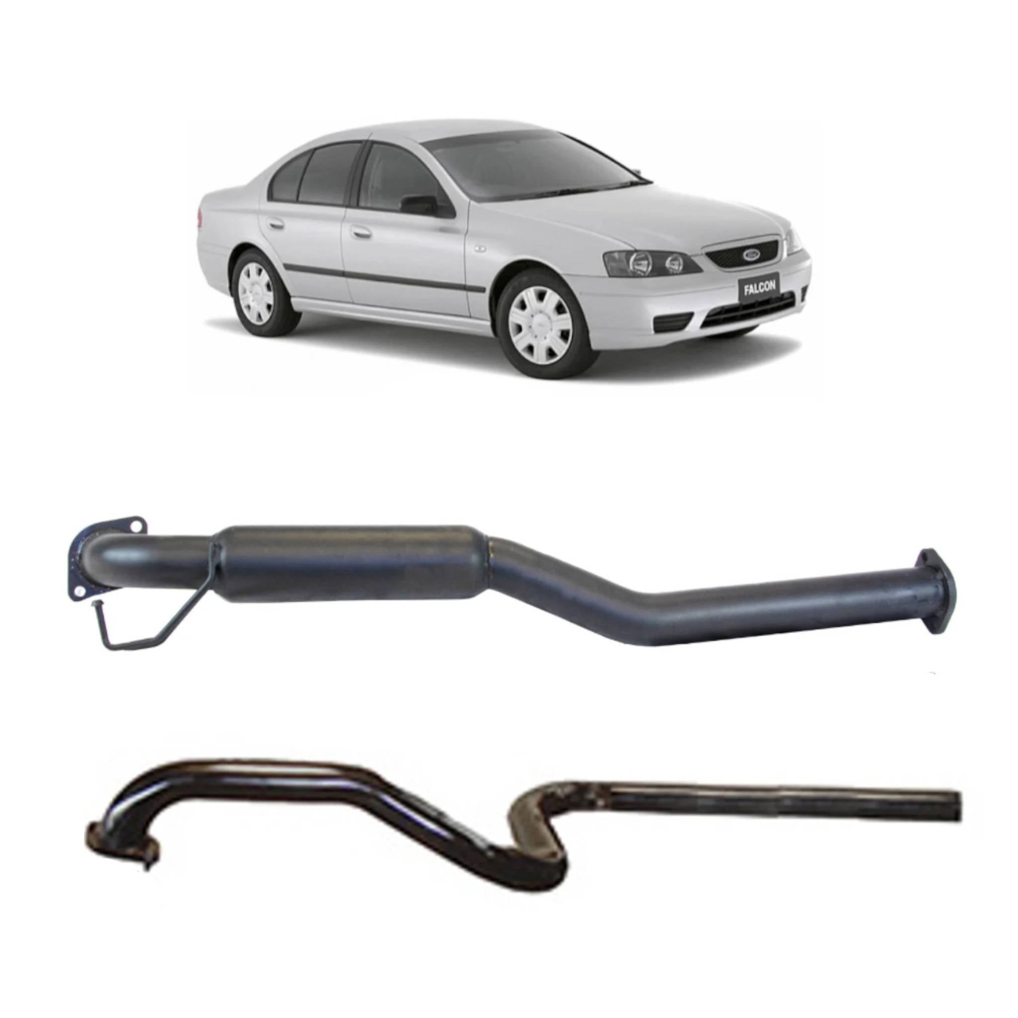 Redback 2.5’’ Catback Exhaust with Hotdog Centre and Single Outlet Rear Muffler Delete for Ford Falcon BA BF Sedan(2003