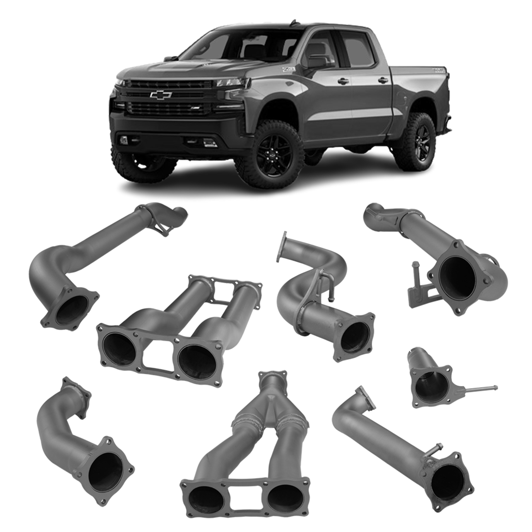 Redback 4x4 Exhaust System for Chevrolet Silverado 1500 with Antidrone Mufflers (03/2020 - on) - 4x4 Performance System