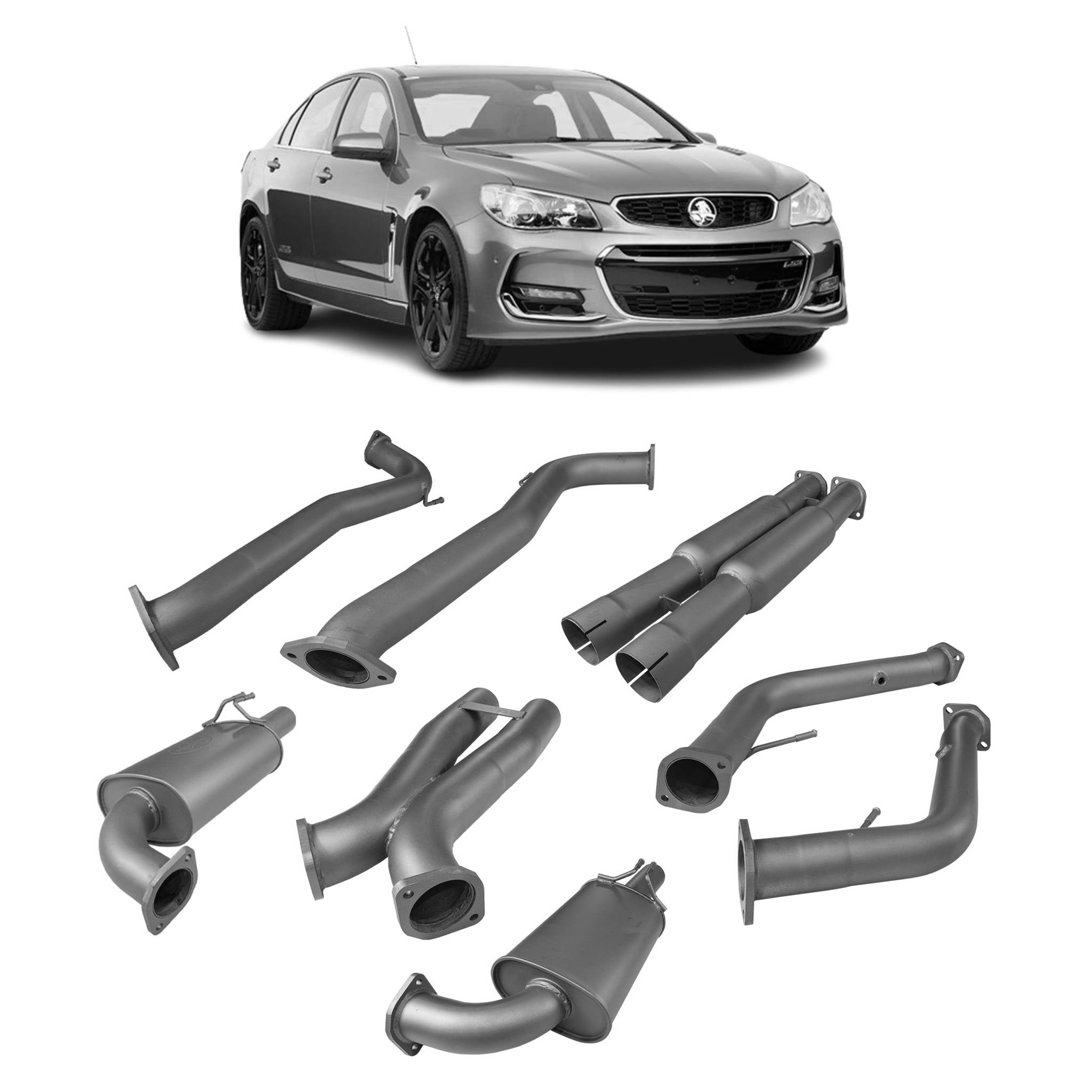 Redback Dual 3’’ Catback Exhaust for Holden Commodore VE & VF Sedan / Wagon - Centre Hotdogs with Rear Mufflers