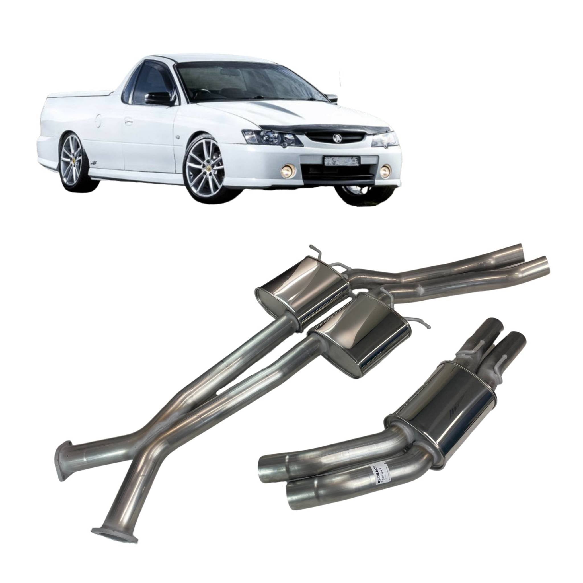 Redback Dual 3’’ Catback Exhaust with Rear Muffler for Holden Commodore Ute VT-VZ (1997 - 2007) - Performance Exhaust