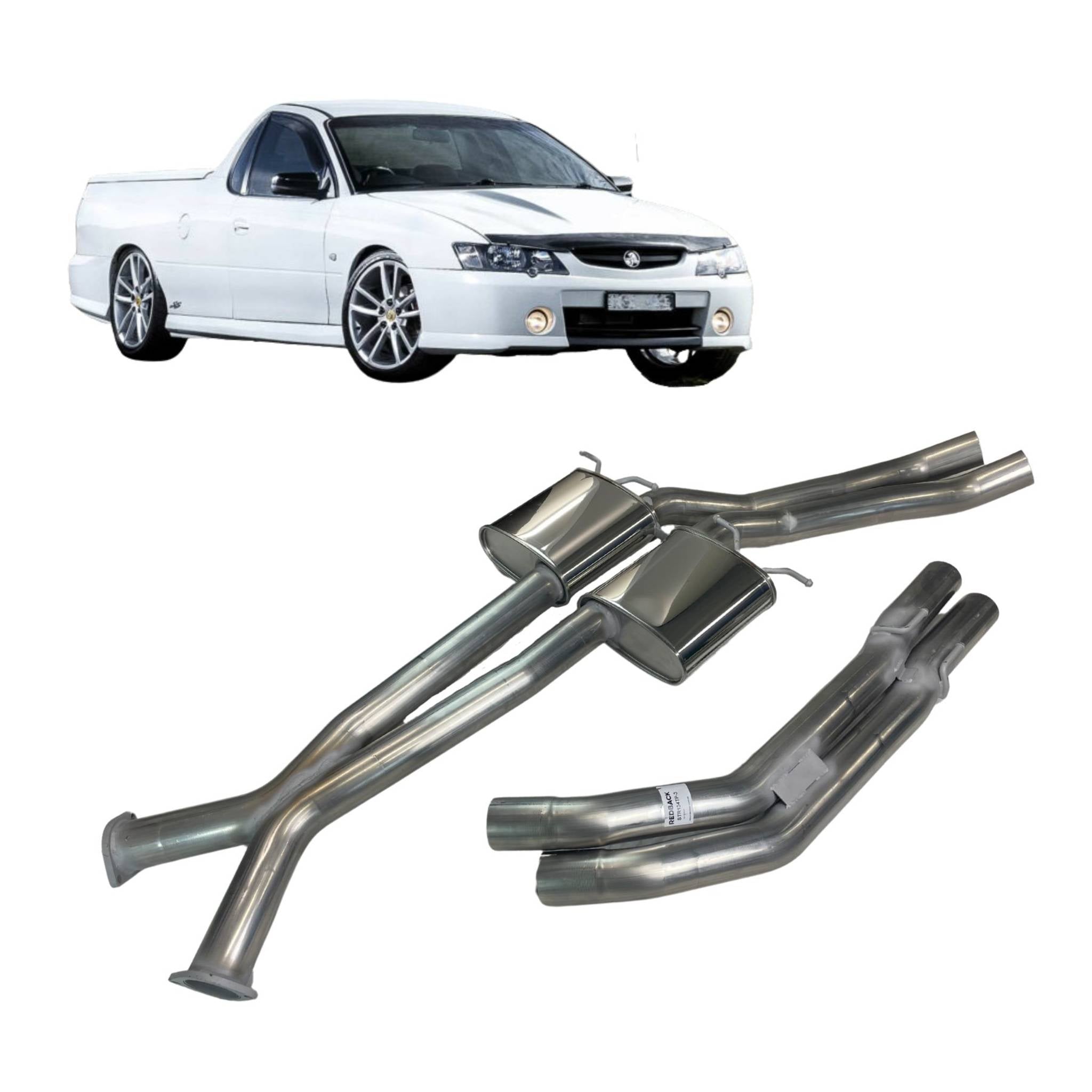 Redback Dual 3’’ Catback Exhaust without Rear Muffler for Holden Commodore Ute VT-VZ (1997 - 2007) - Performance
