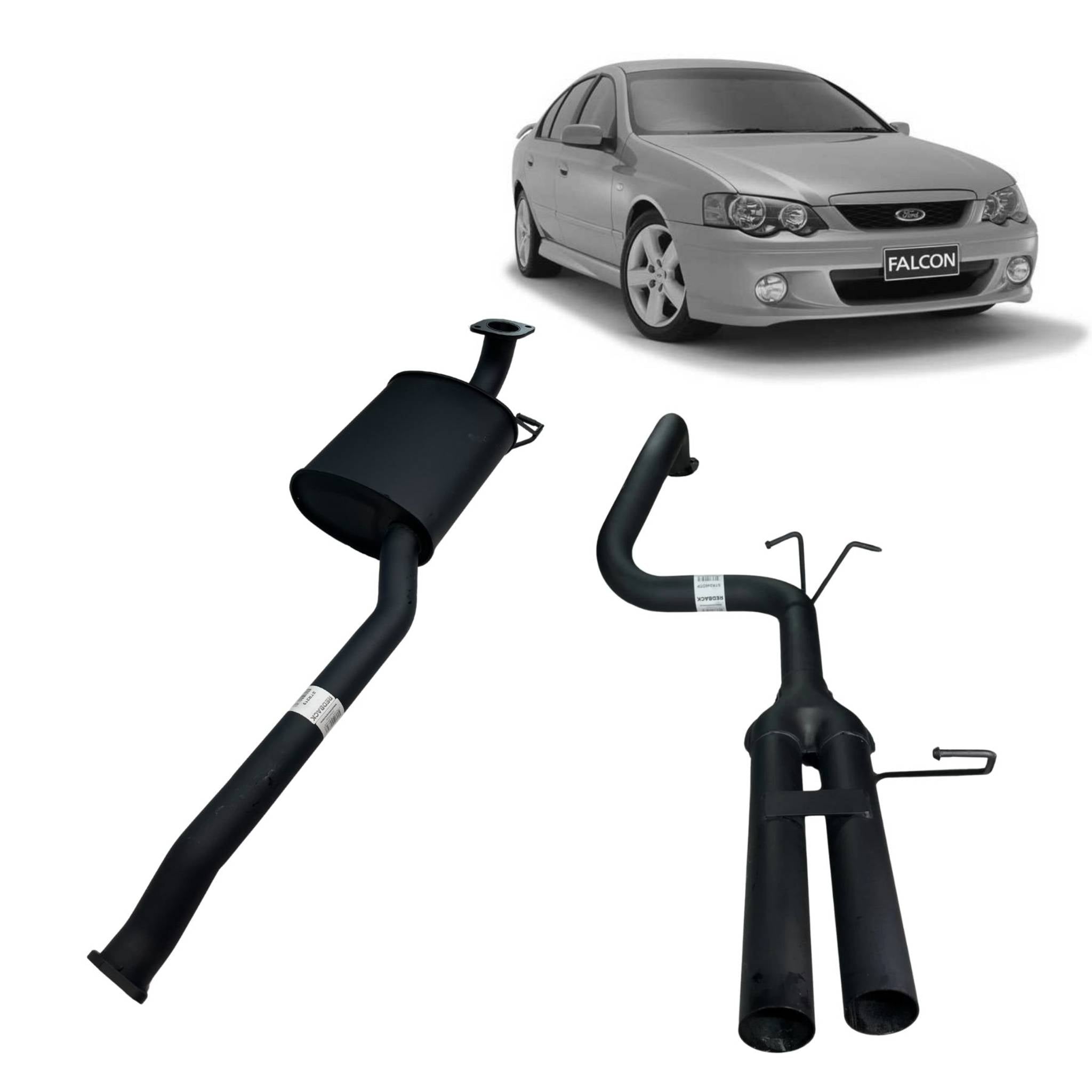 Redback Exhaust for Ford Falcon BA BF Sedan 2.5’’ Catback with Centre Muffler and Dual 2.5’’ Rear - Performance Exhaust