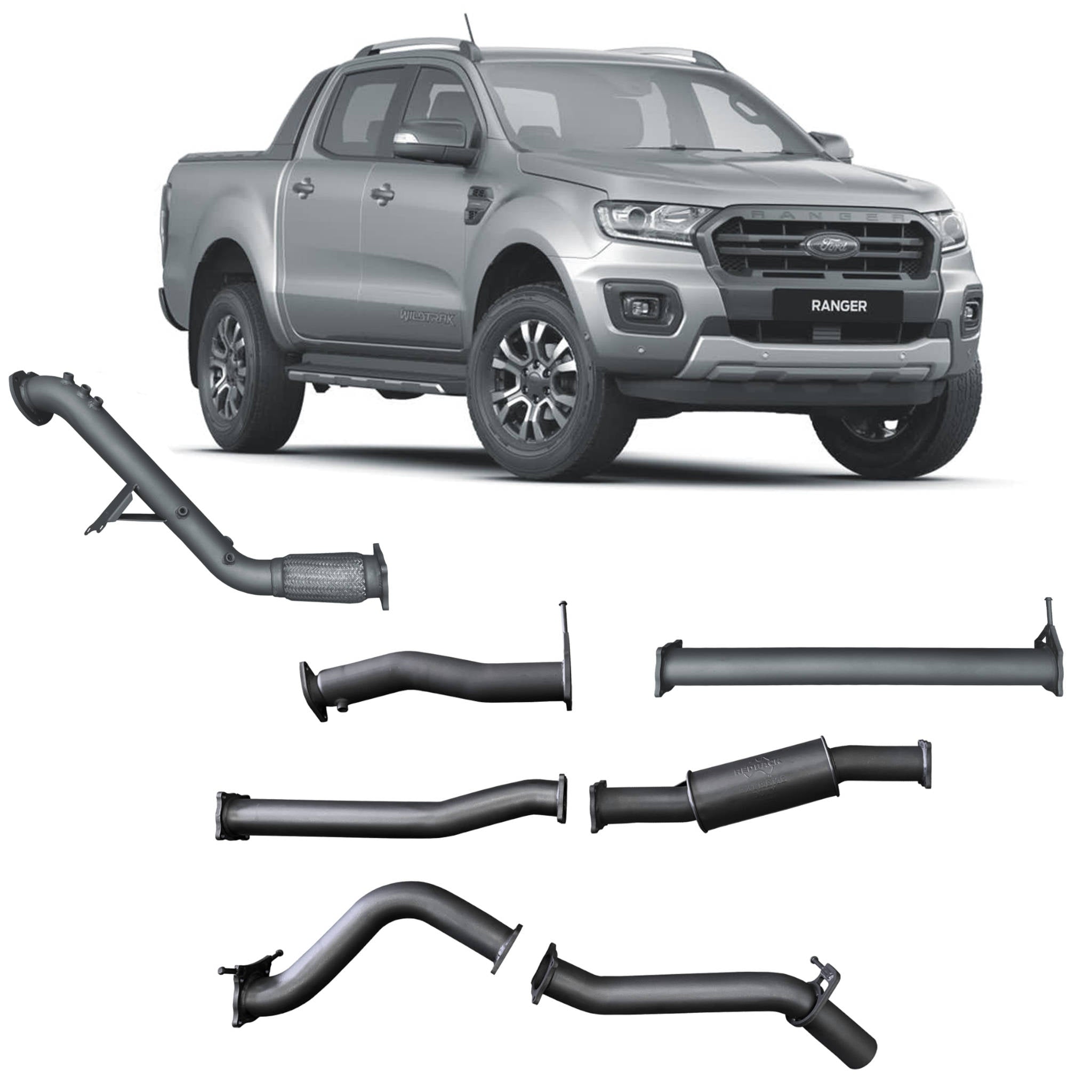 Redback Extreme Duty 3’’ Turbo Back Exhaust for Ford Ranger 3.2 2016-2022 with DPF Fittings - 4x4 Performance System