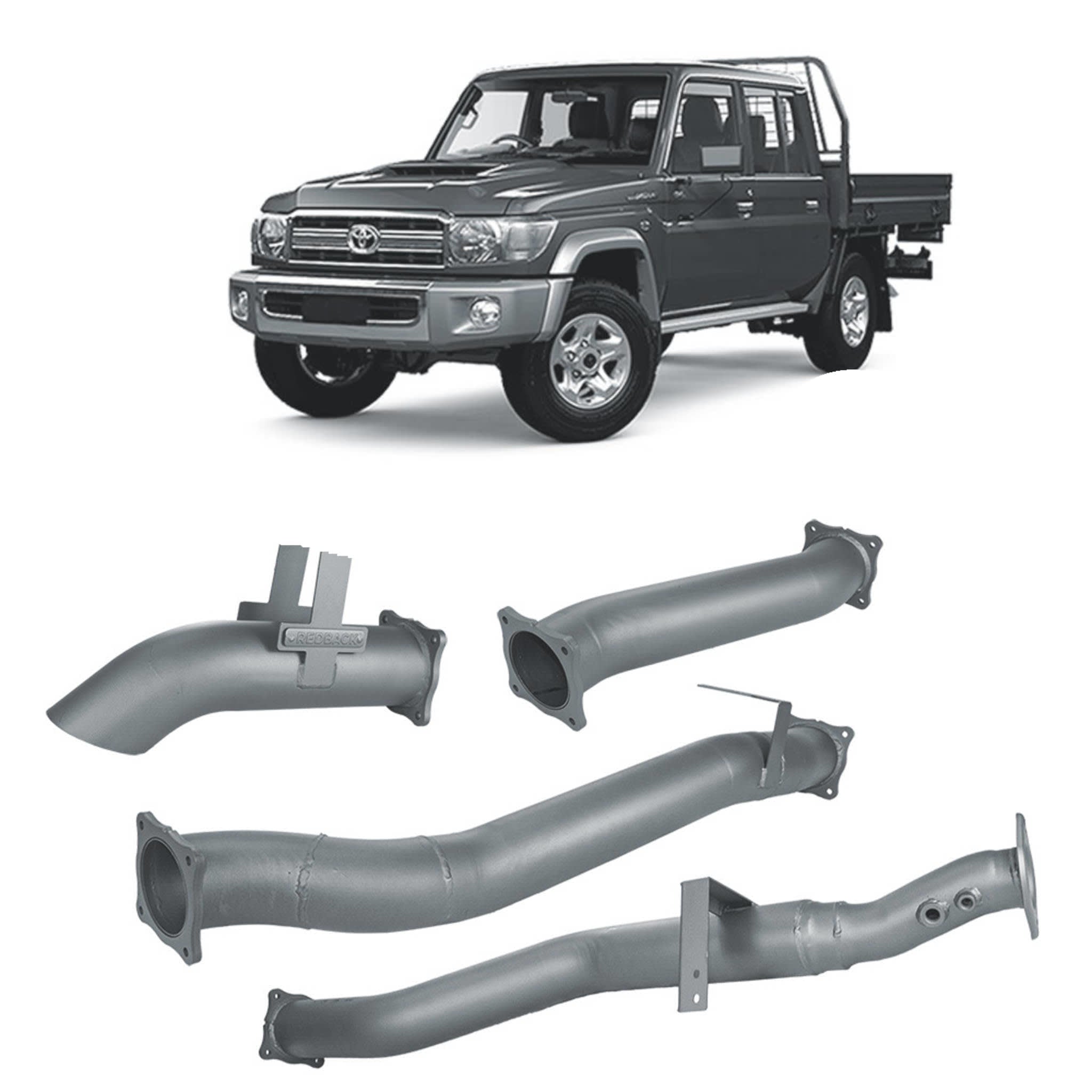 Redback Extreme Duty 4’’ DPF Back Exhaust for Toyota Landcruiser 79 Series Dual Cab - Pipe Only (Loud) - 4x4