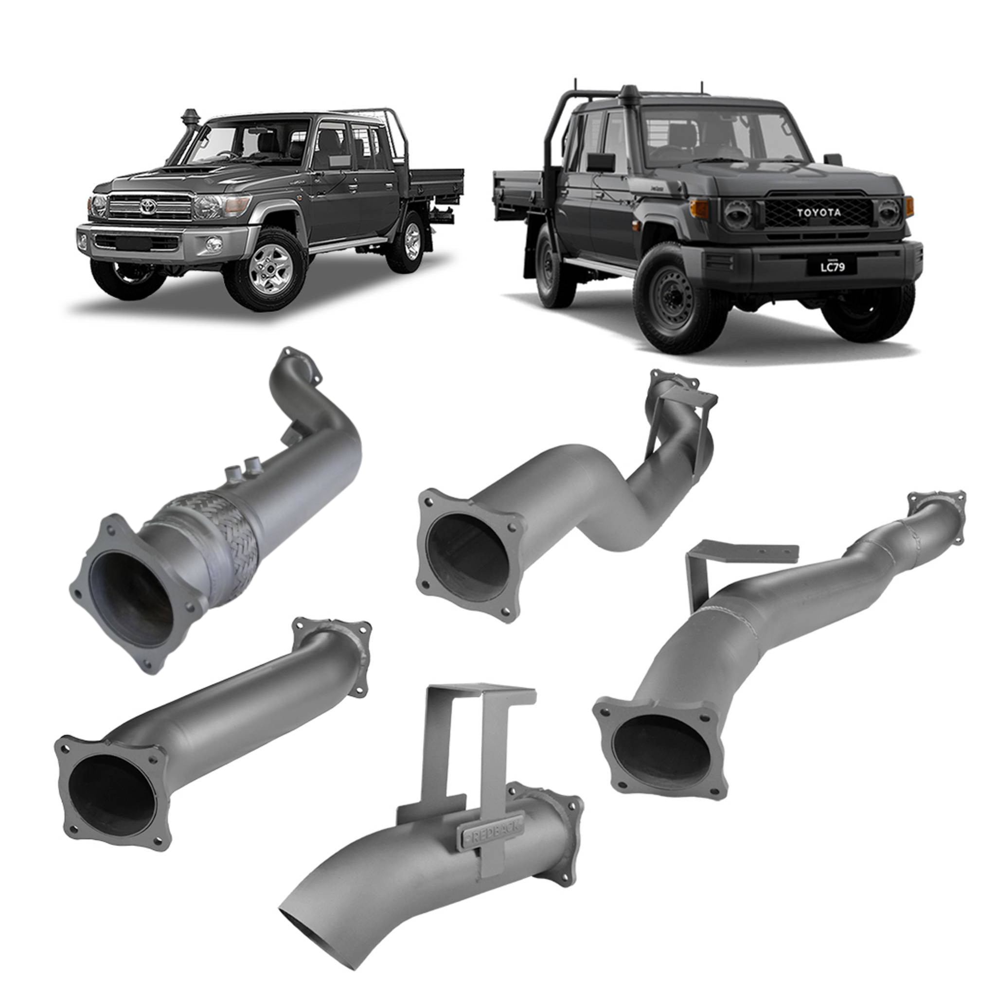 Redback Extreme Duty 4’’ Exhaust Turbo Back Kit for Toyota Landcruiser 79 Series (2016 - on) - Pipe Only (Loud) - 4x4
