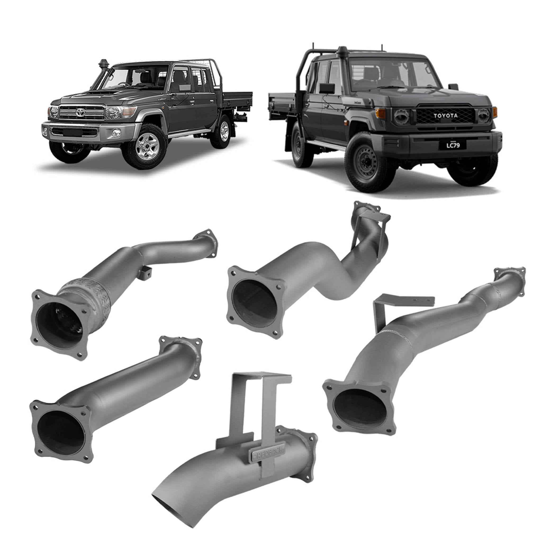 Redback Extreme Duty 4’’ Turbo Back Exhaust for Toyota Landcruiser 79 Series Dual Cab (2012 - 2024) - With Muffler