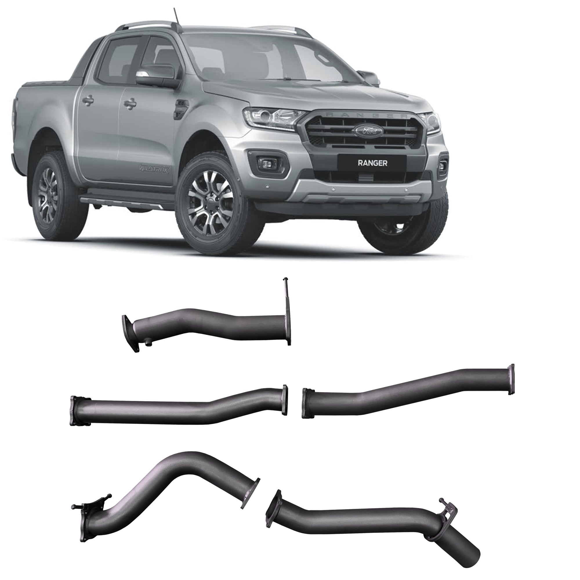 Redback Extreme Duty Exhaust for Ford Ranger 3.2L (07/2016 - 05/2022) - Pipe Only (Loud) - 4x4 Performance System