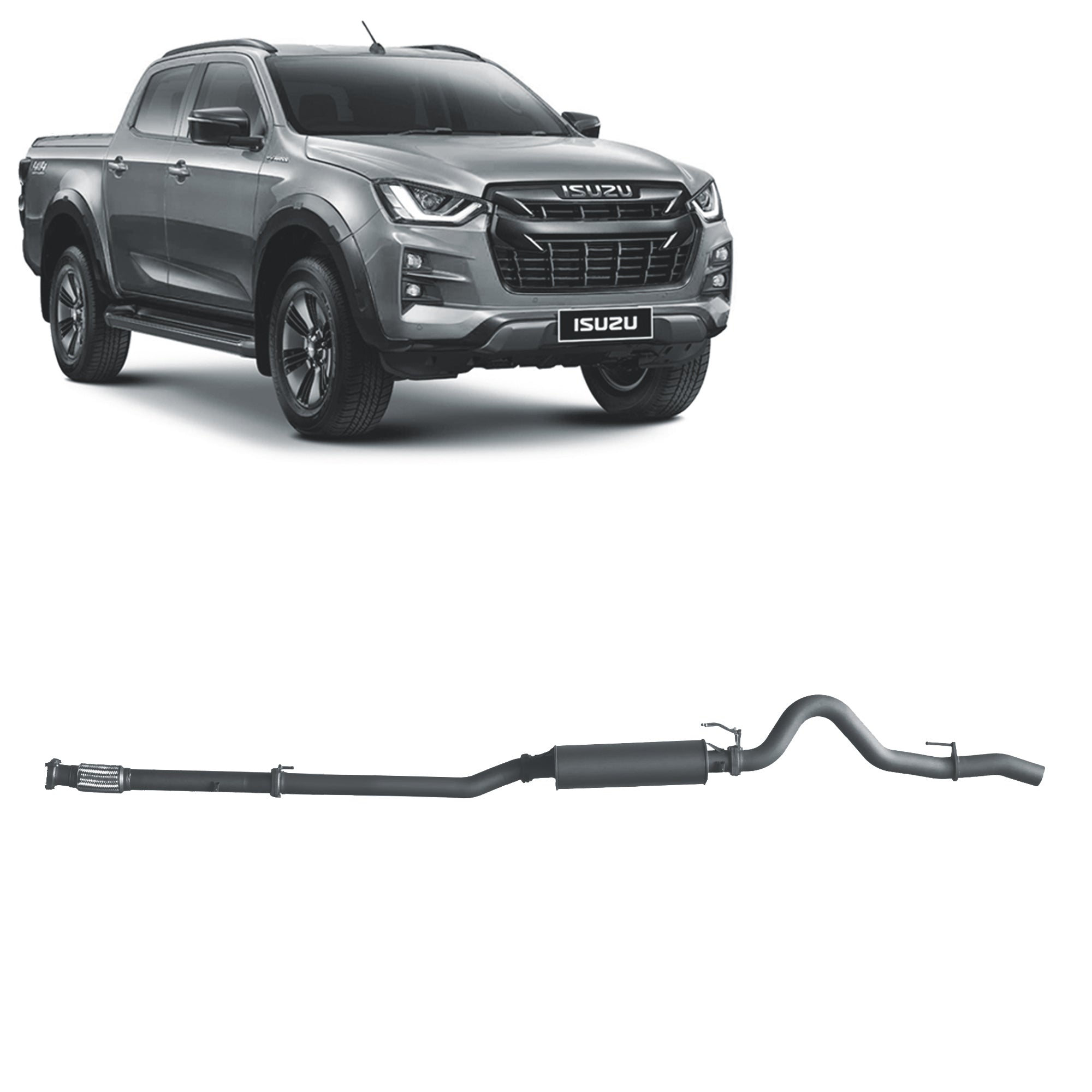 Redback Extreme Duty Exhaust for Isuzu D-MAX (07/2020 - on) - Large Muffler (Quiet) - 4x4 Performance System
