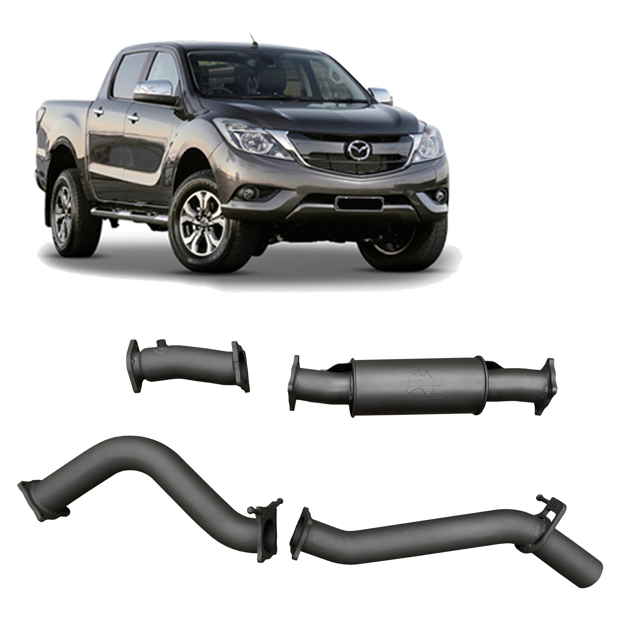 Redback Extreme Duty Exhaust for Mazda BT-50 (07/2016 - 09/2020) - Resonator (Medium) - 4x4 Performance System