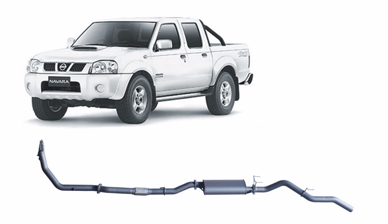 Redback Extreme Duty Exhaust for Nissan Navara D22 3.0L (11/2001 - 12/2006) - Without Cat / Large Muffler (Quiet) - 4x4