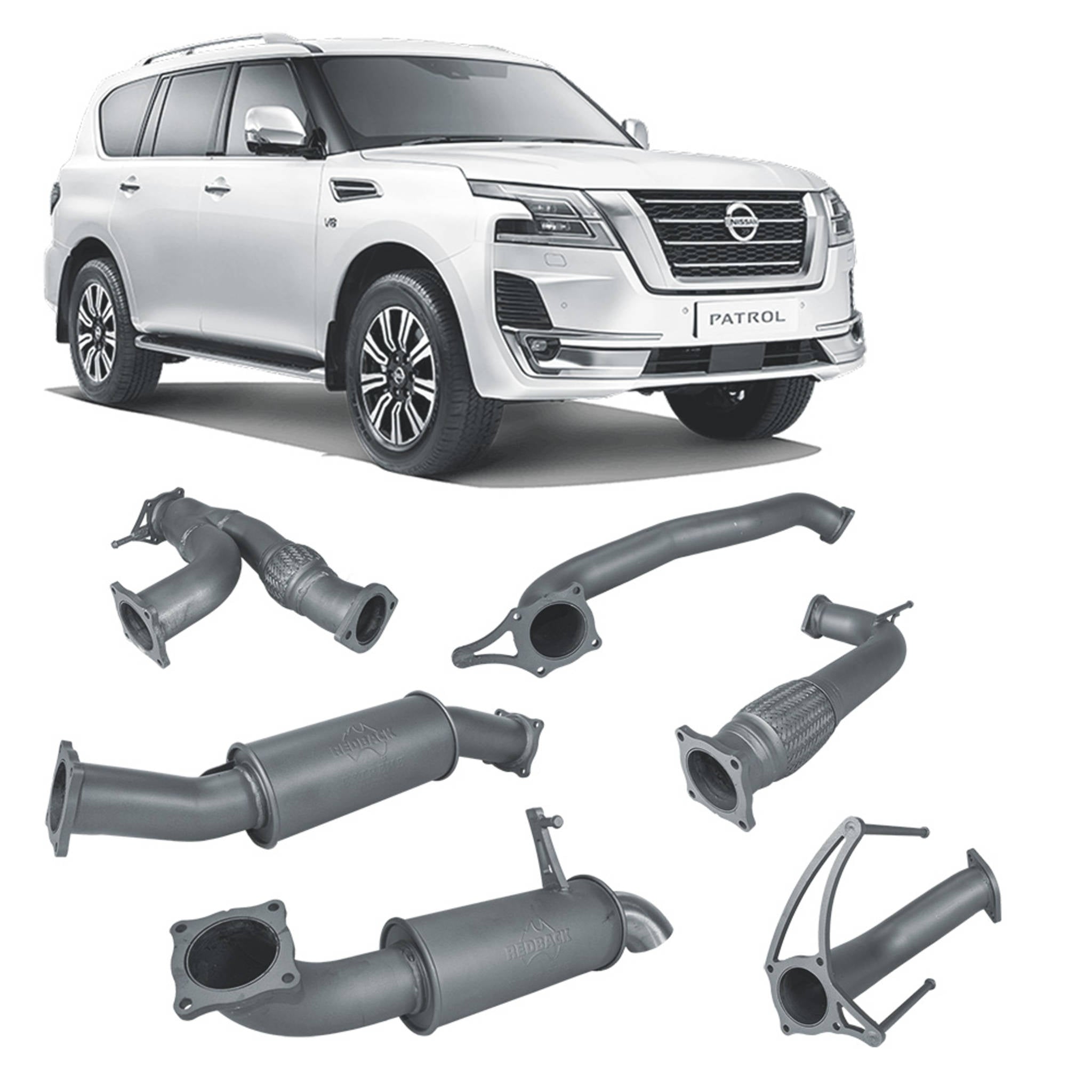 Redback Extreme Duty Exhaust for Nissan Patrol Y62 (02/2013 - on) - Resonator (Medium) - 4x4 Performance System