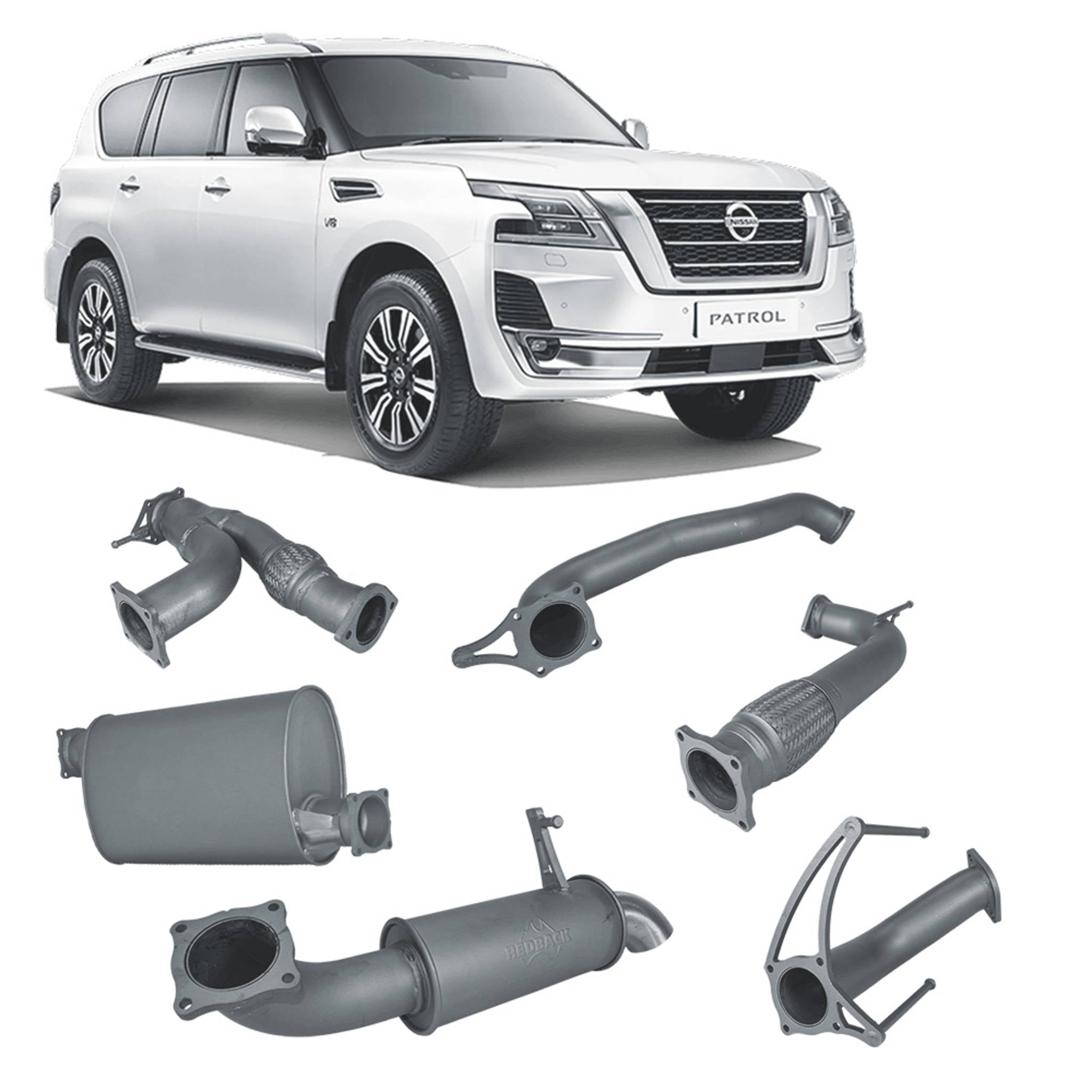 Redback Extreme Duty Exhaust for Nissan Patrol Y62 (02/2013 - on) - Large Muffler (Quiet) - 4x4 Performance System