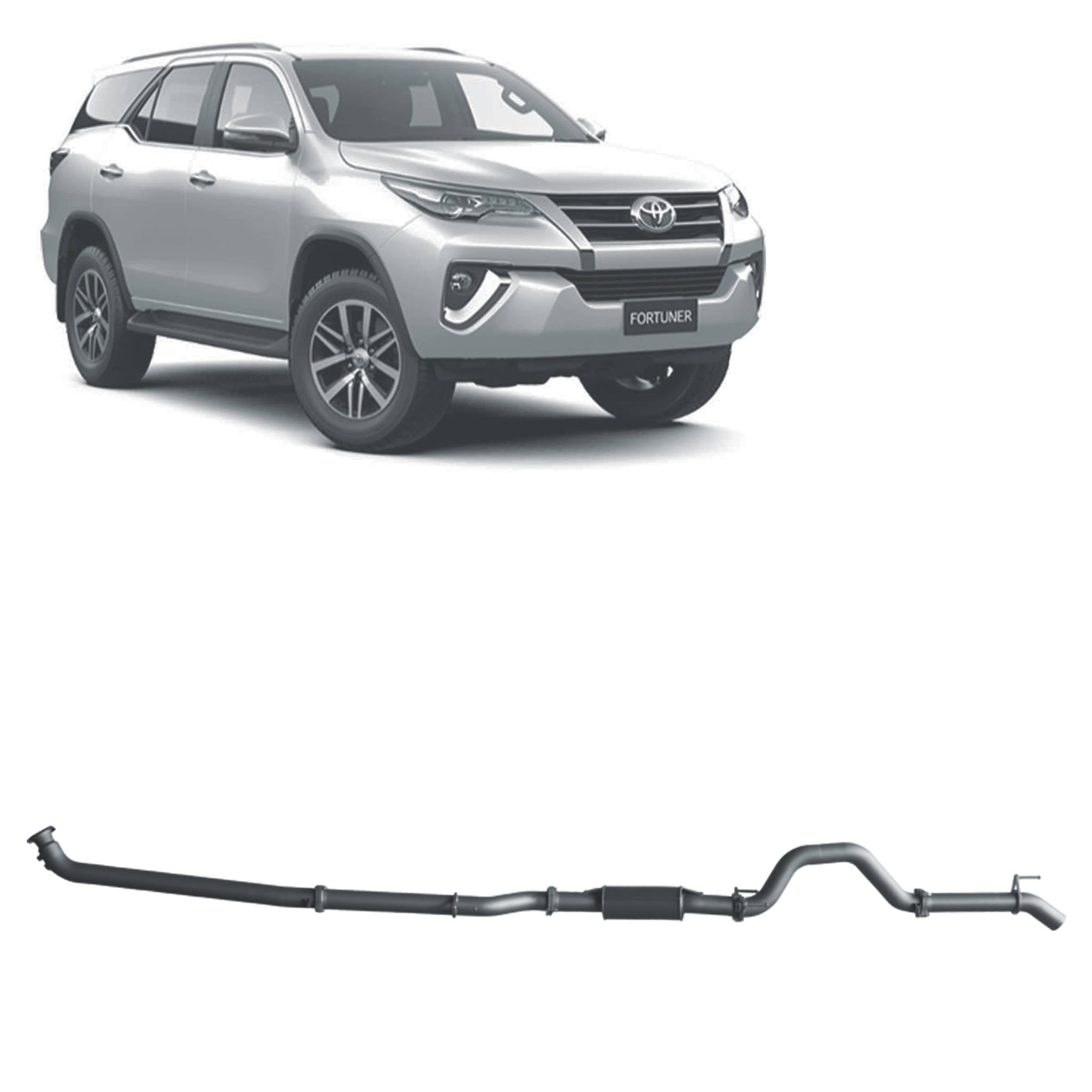 Redback Extreme Duty Exhaust for Toyota Fortuner 2.8L (01/2015 - on) - Resonator (Medium) - 4x4 Performance System