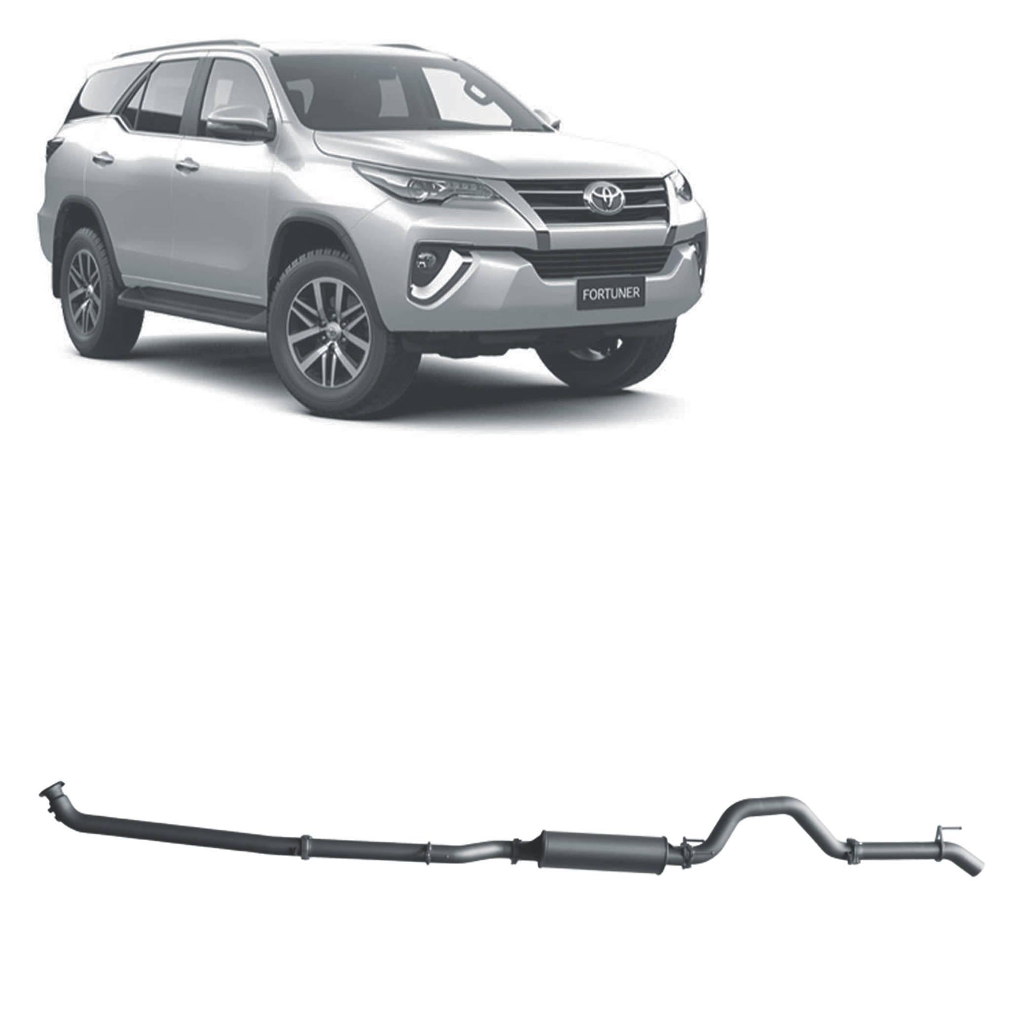 Redback Extreme Duty Exhaust for Toyota Fortuner 2.8L (01/2015 - on) - Large Muffler (Quiet) - 4x4 Performance System