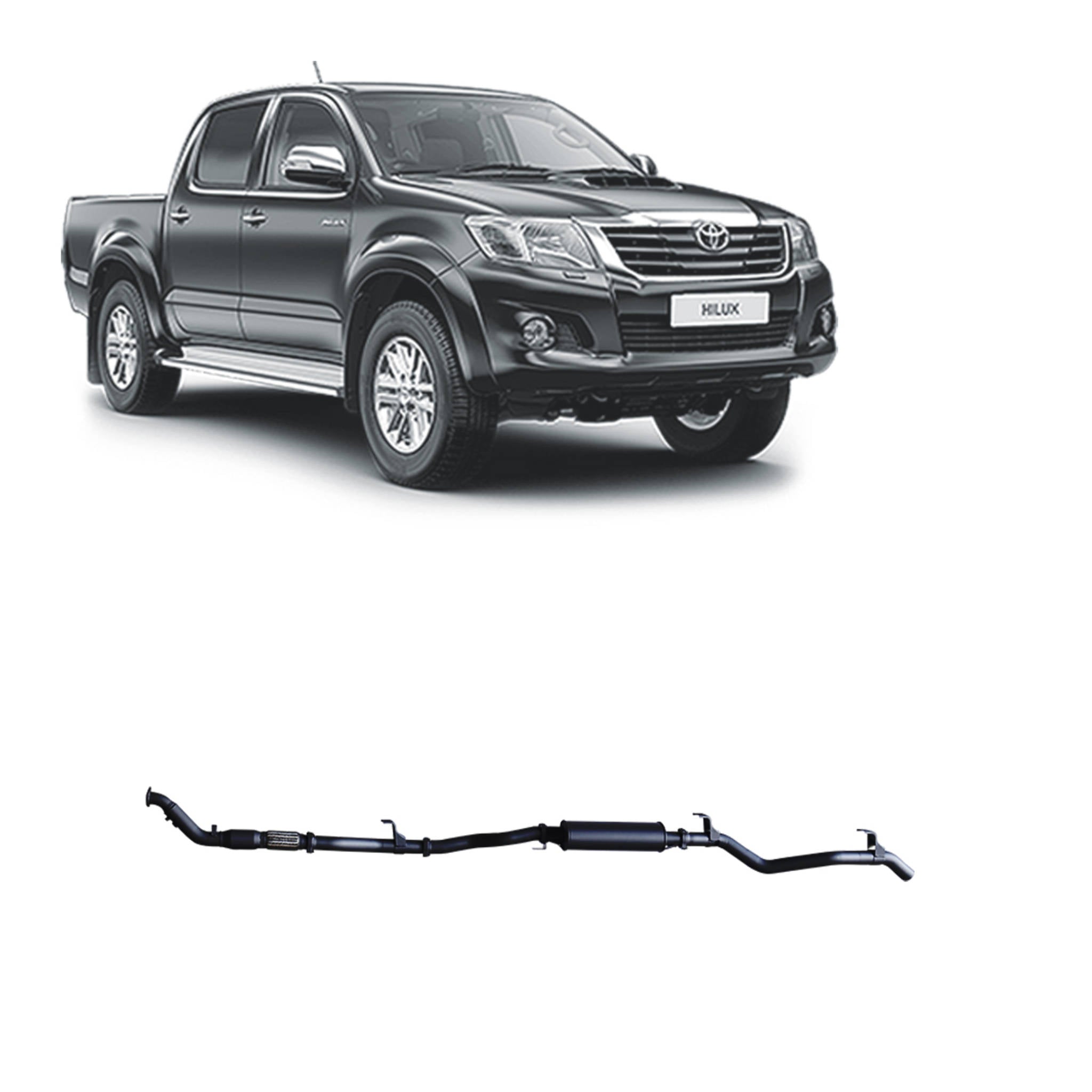 Redback Extreme Duty Exhaust for Toyota Hilux 3.0L D4D (02/2005 - 10/2015) - With Cat / Resonator (Medium) - 4x4