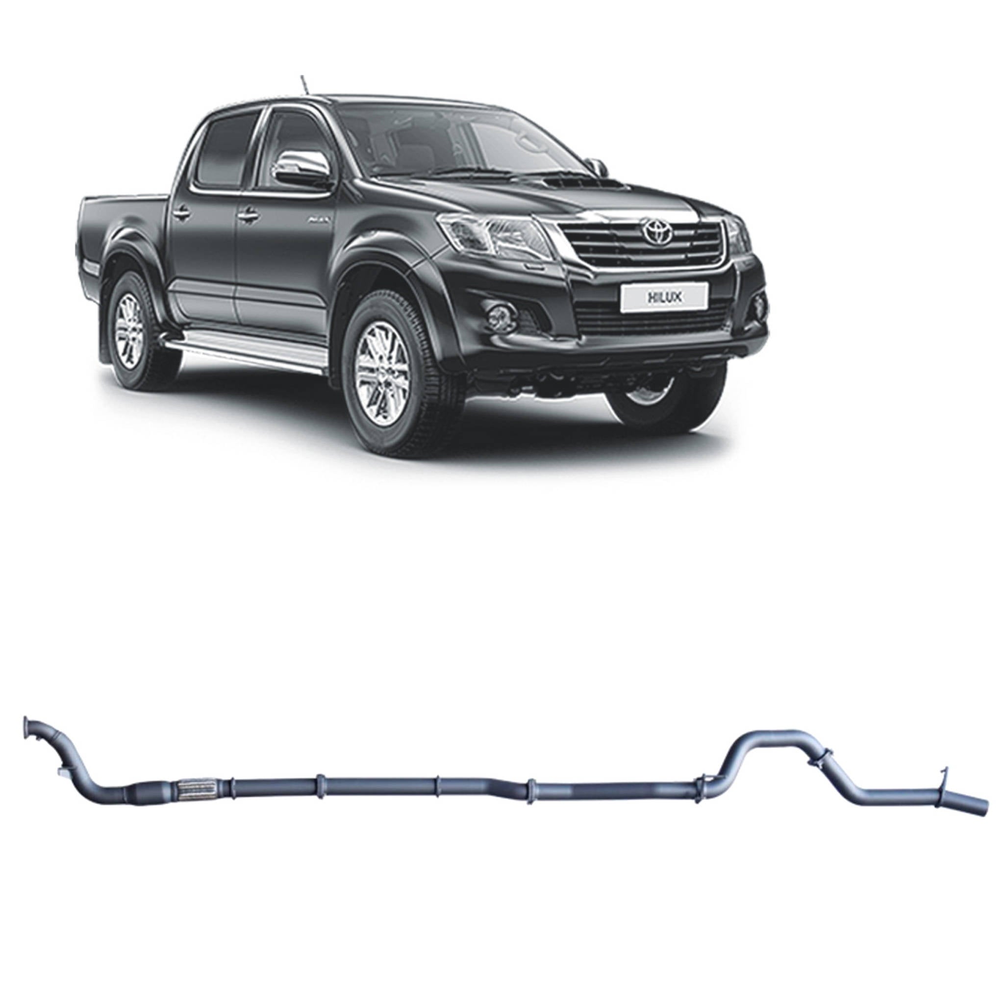 Redback Extreme Duty Exhaust for Toyota Hilux 3.0L D4D (02/2005 - 10/2015) - With Cat / Pipe Only (Loud) - 4x4