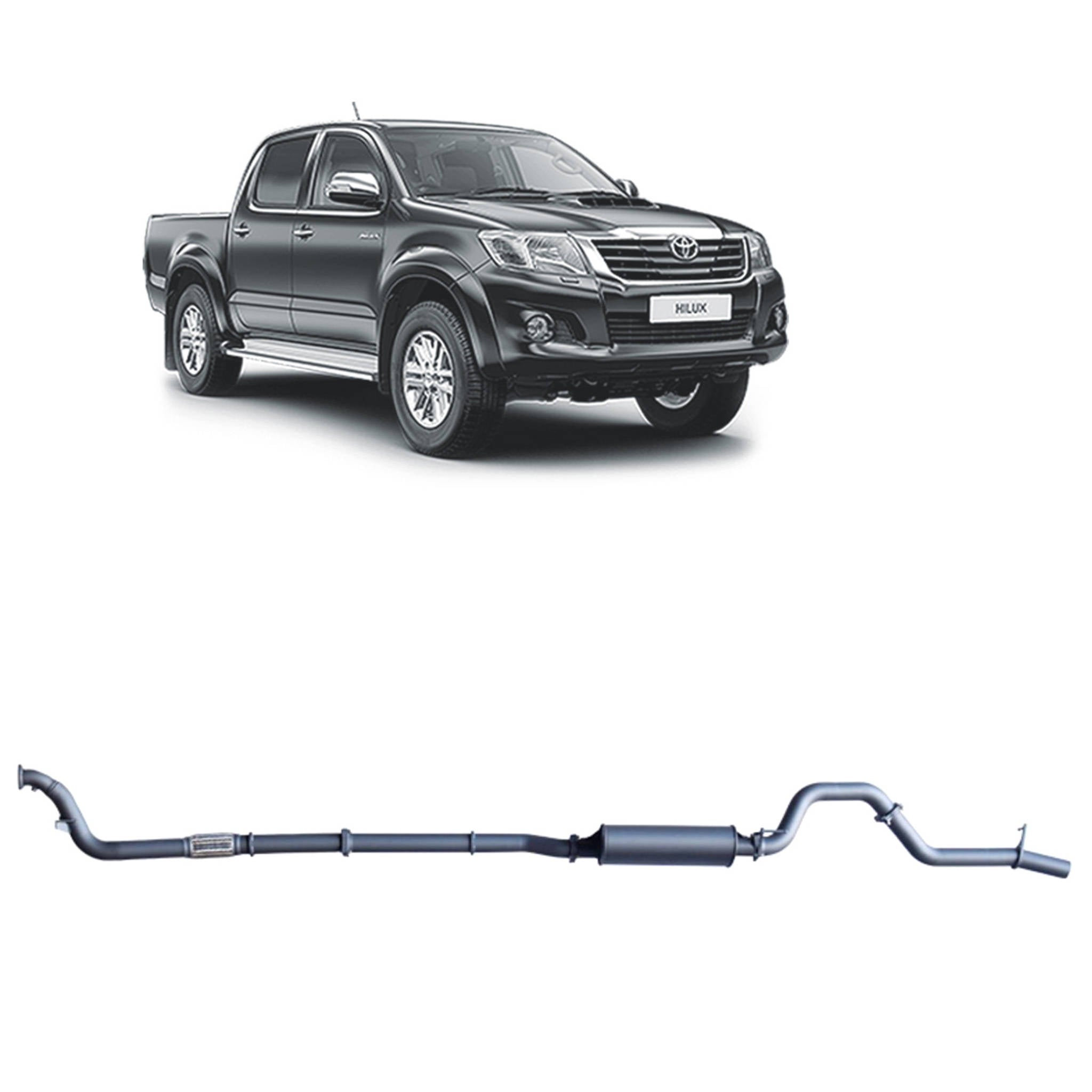 Redback Extreme Duty Exhaust for Toyota Hilux 3.0L D4D (02/2005 - 10/2015) - Without Cat / Large Muffler (Quiet) - 4x4