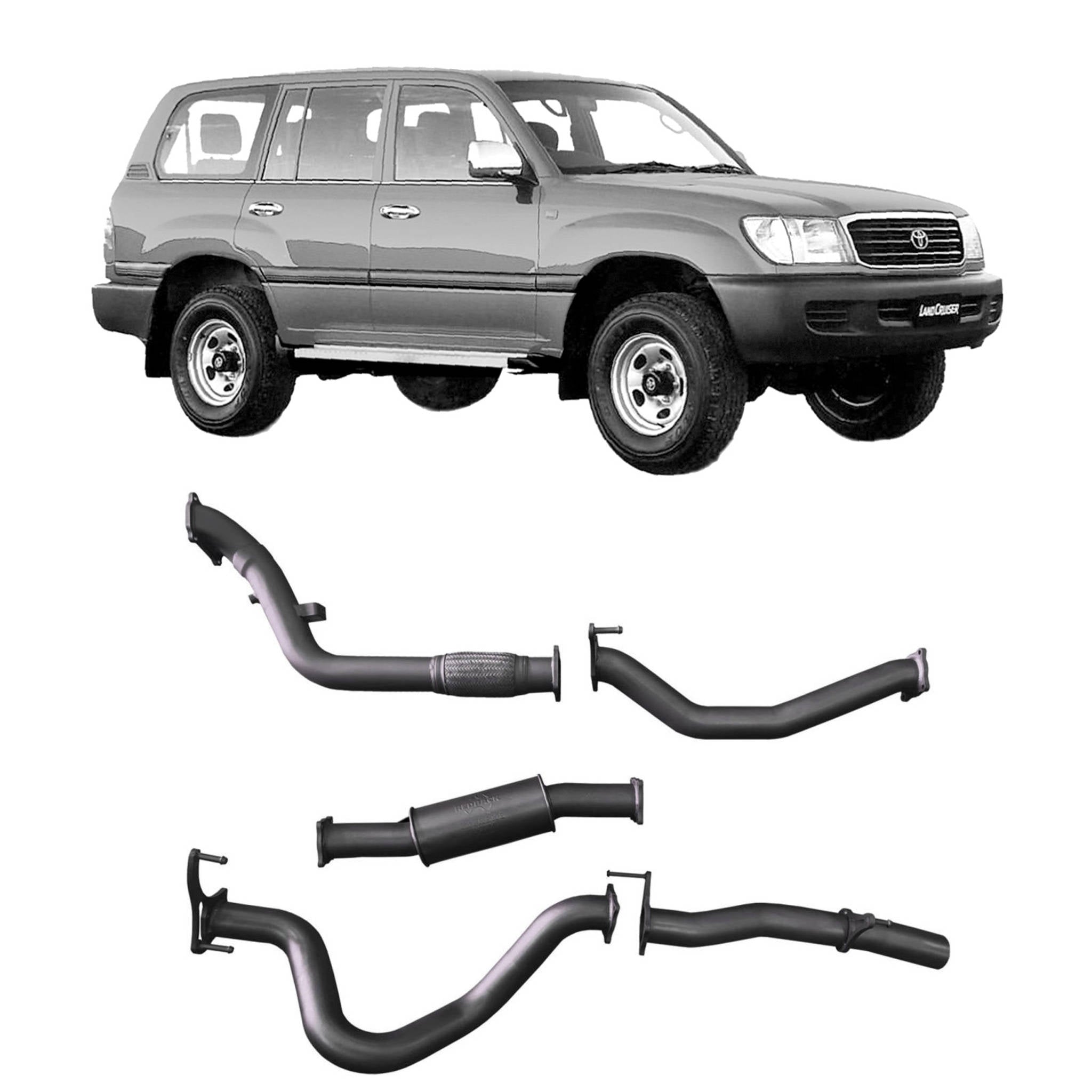 Redback Extreme Duty Exhaust for Toyota Landcruiser 105 Series Wagon (03/1998 - 10/2007) - Resonator (Medium) / DTS