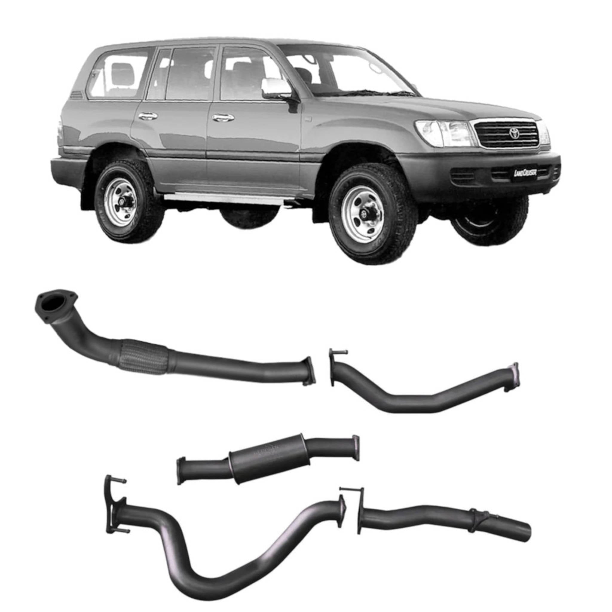 Redback Extreme Duty Exhaust for Toyota Landcruiser 105 Series Wagon (03/1998 - 10/2007) - Resonator (Medium) / Non