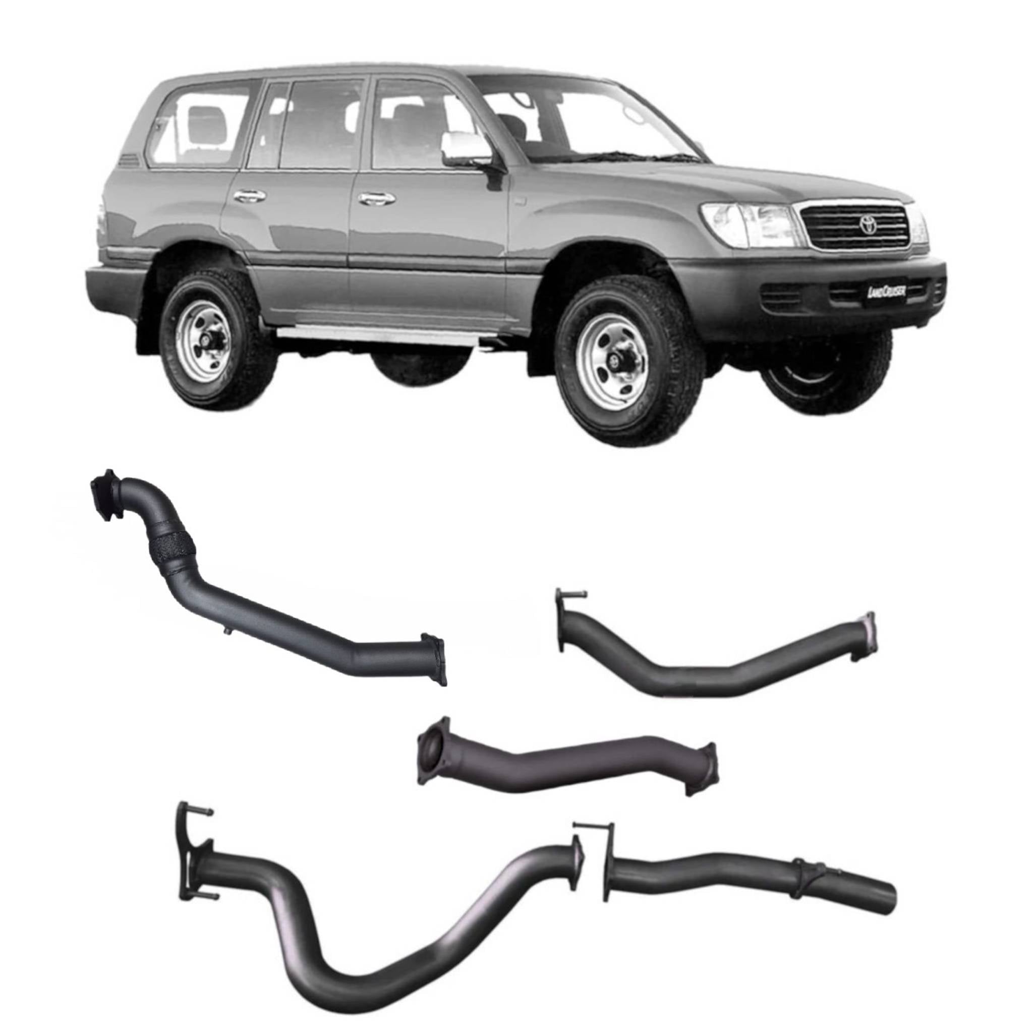 Redback Extreme Duty Exhaust for Toyota Landcruiser 105 Series Wagon (03/1998 - 10/2007) - Pipe Only (Loud) / Denco