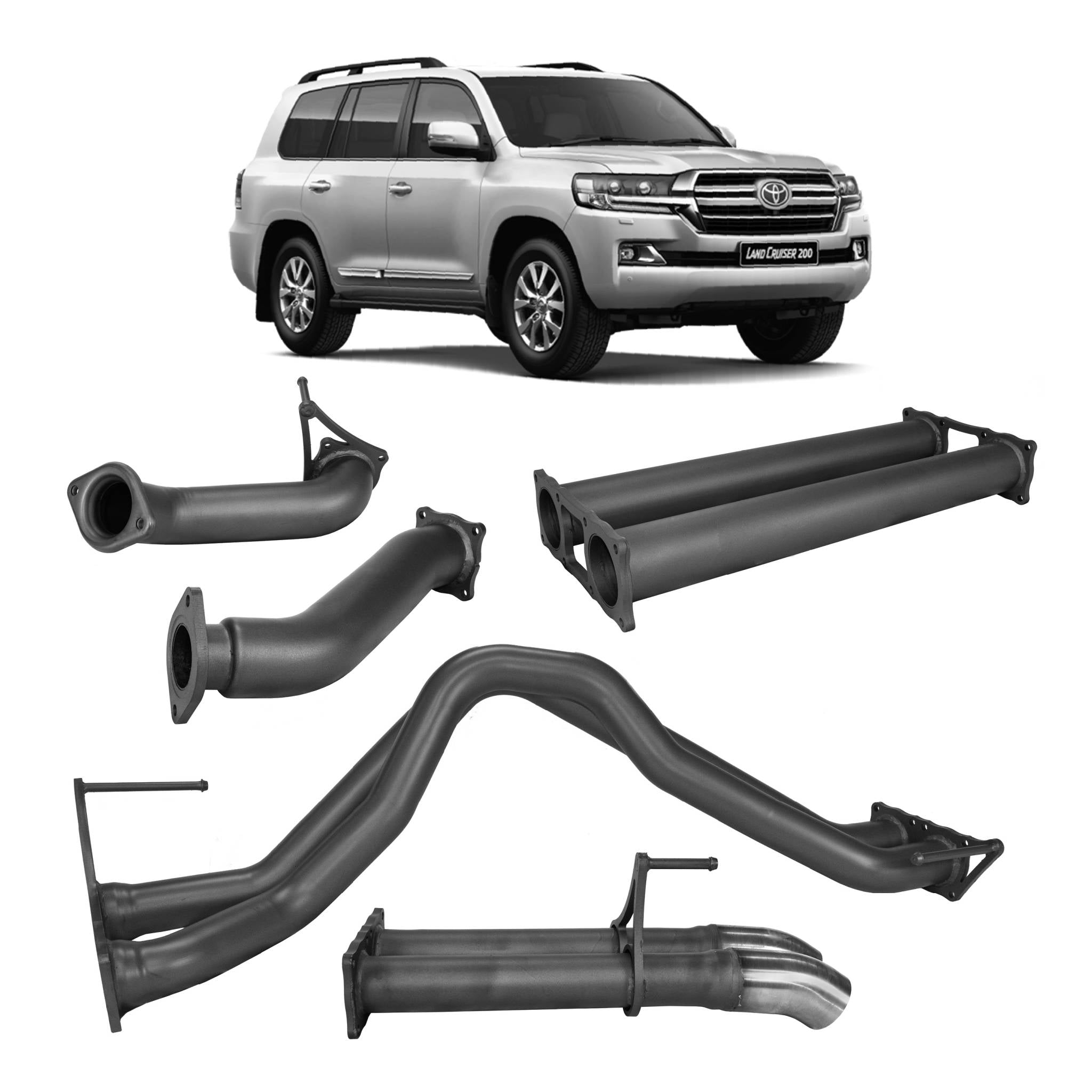 Redback Extreme Duty Exhaust for Toyota Landcruiser 200 Series 4.5L V8 (10/2015 - on) - Pipe Only (Loud) - 4x4