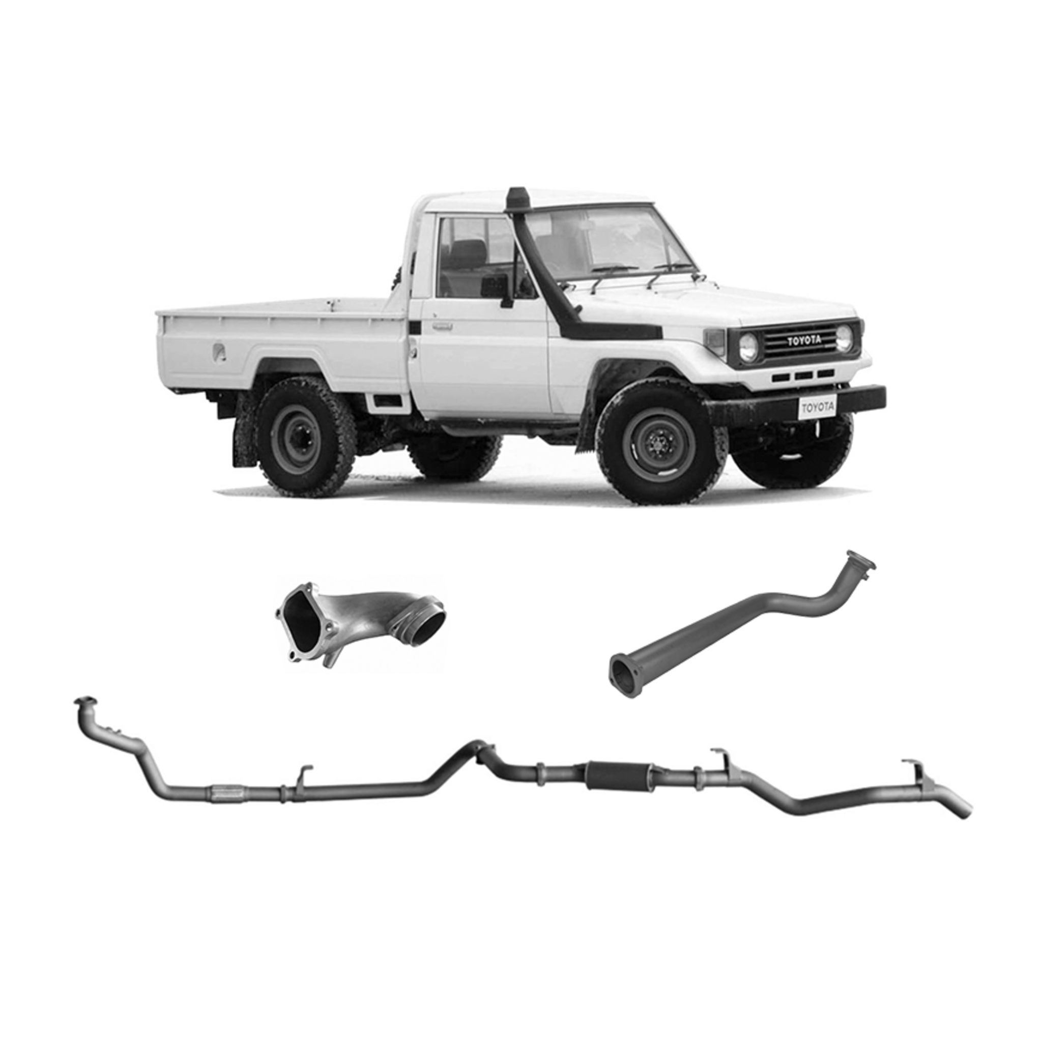 Redback Extreme Duty Exhaust for Toyota Landcruiser 75 Series Leaf Suspension Front with 1HD Conversion - 4x4
