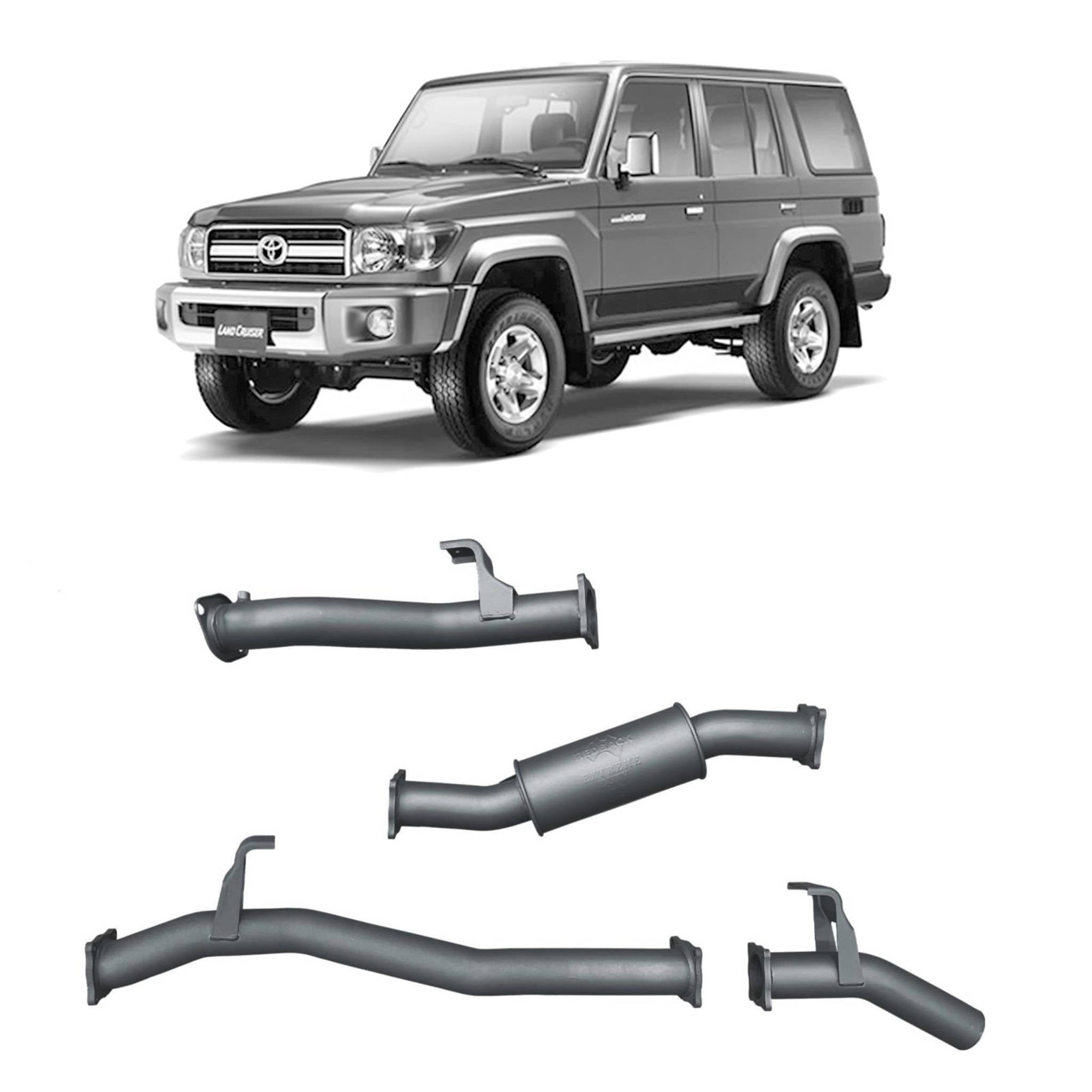 Redback Extreme Duty Exhaust for Toyota Landcruiser 76 Series Wagon (09/2016 - on) - Resonator (Medium) - 4x4