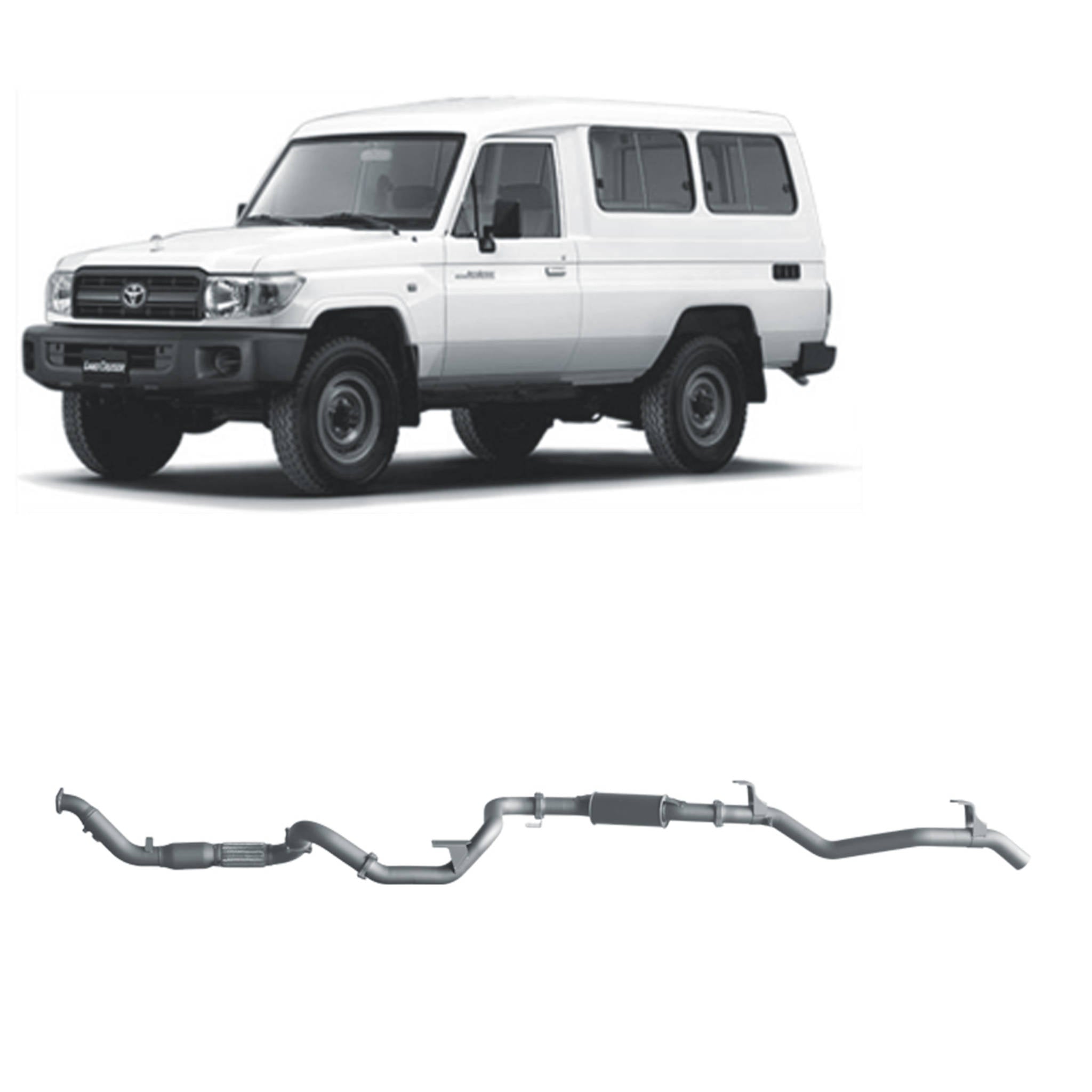 Redback Extreme Duty Exhaust for Toyota Landcruiser 78 Series 4.2L TD (01/2001 - 01/2007) - With Cat / Large Muffler