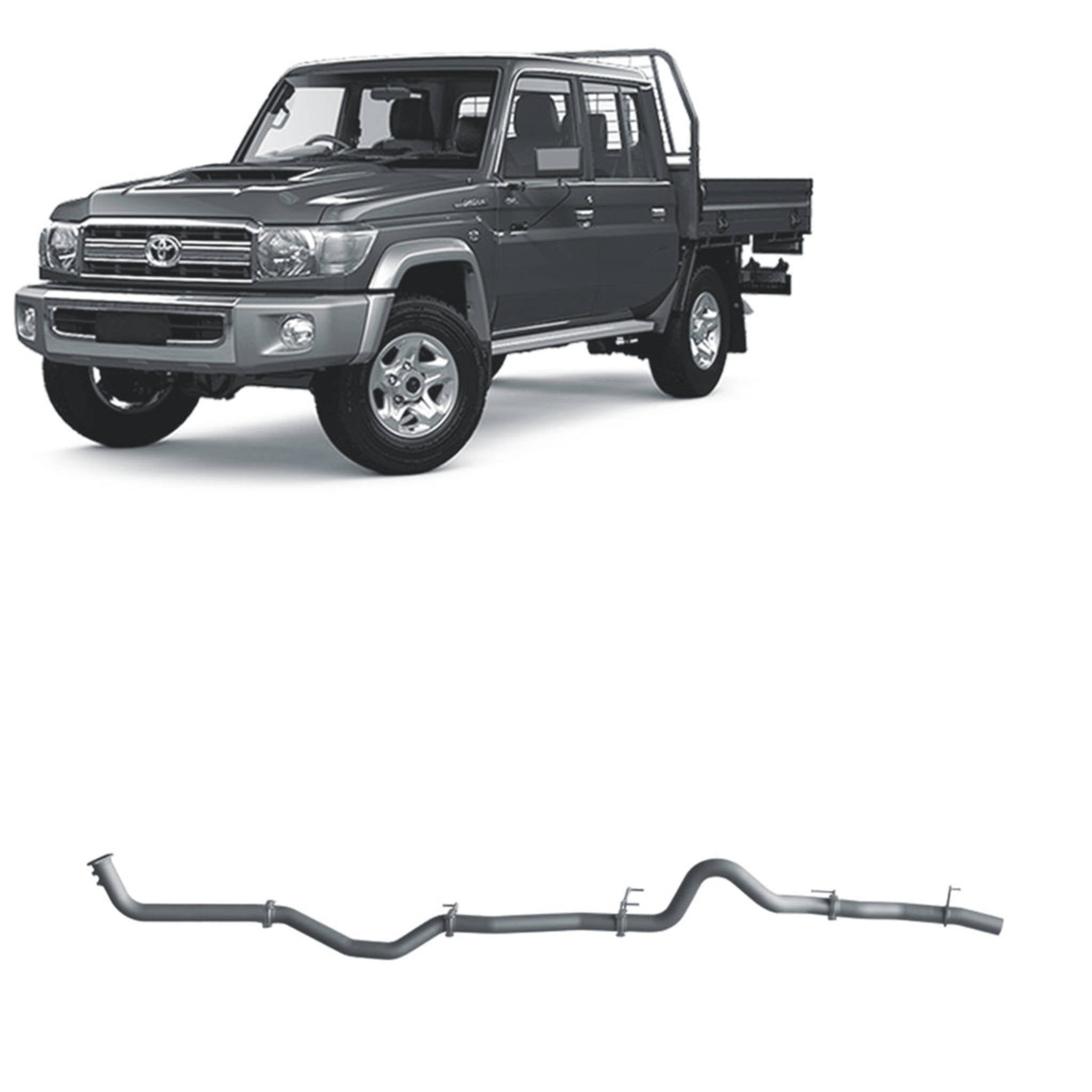 Redback Extreme Duty Exhaust for Toyota Landcruiser 79 Series with Auxiliary Fuel Tank (11/2016 onwards) - Pipe Only