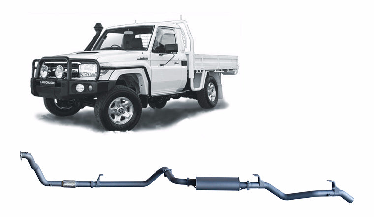 Redback Extreme Duty Exhaust for Toyota Landcruiser 79 Series 4.2L 1HZ (10/1999 - 01/2007) - Large Muffler (Quiet)