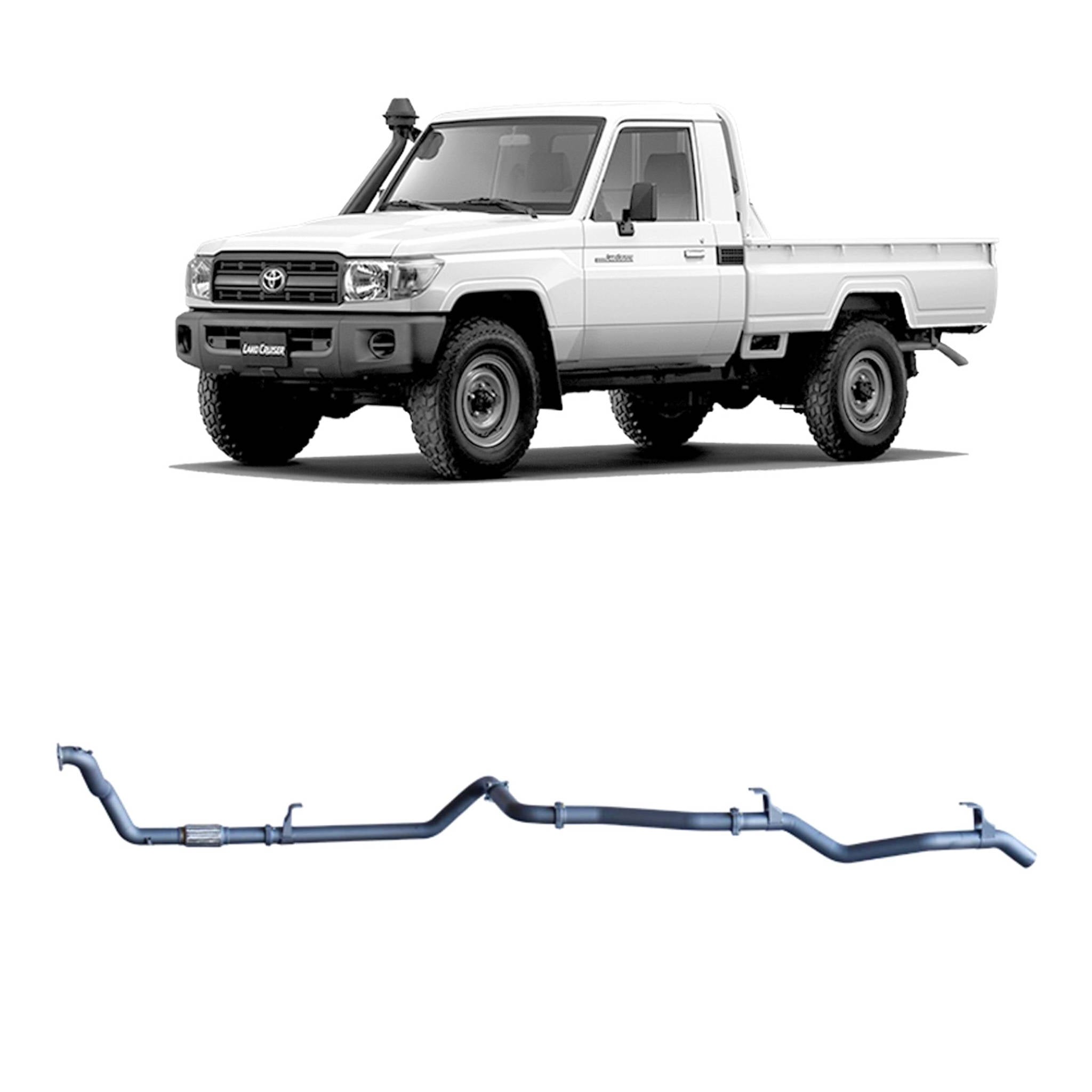 Redback Extreme Duty Exhaust for Toyota Landcruiser 79 Series 4.2L 1HZ (10/1999 - 01/2007) - Pipe Only (Loud) / DTS