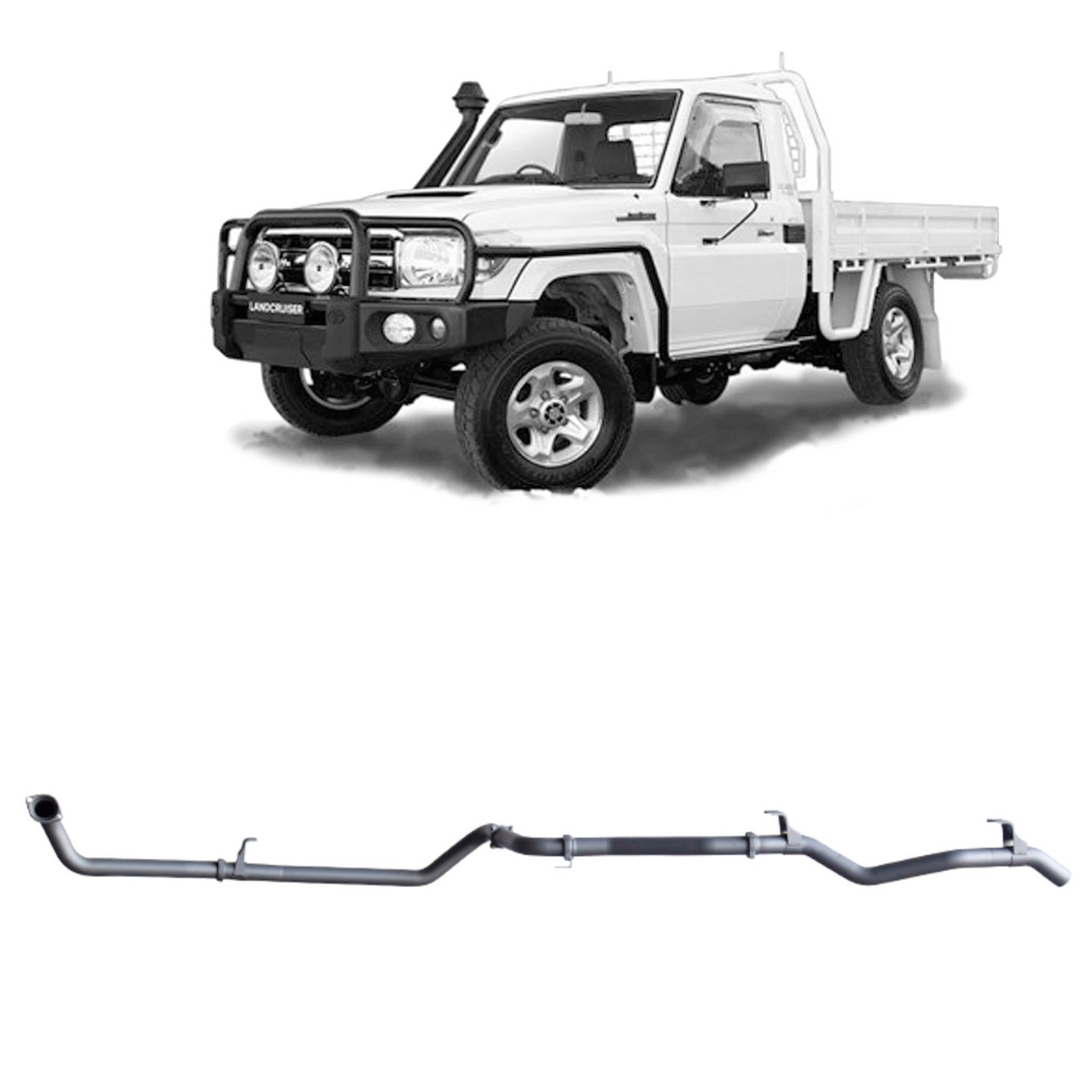 Redback Extreme Duty Exhaust for Toyota Landcruiser 79 Series 4.2L TD (01/2001 - 01/2007) - Without Cat / Pipe Only