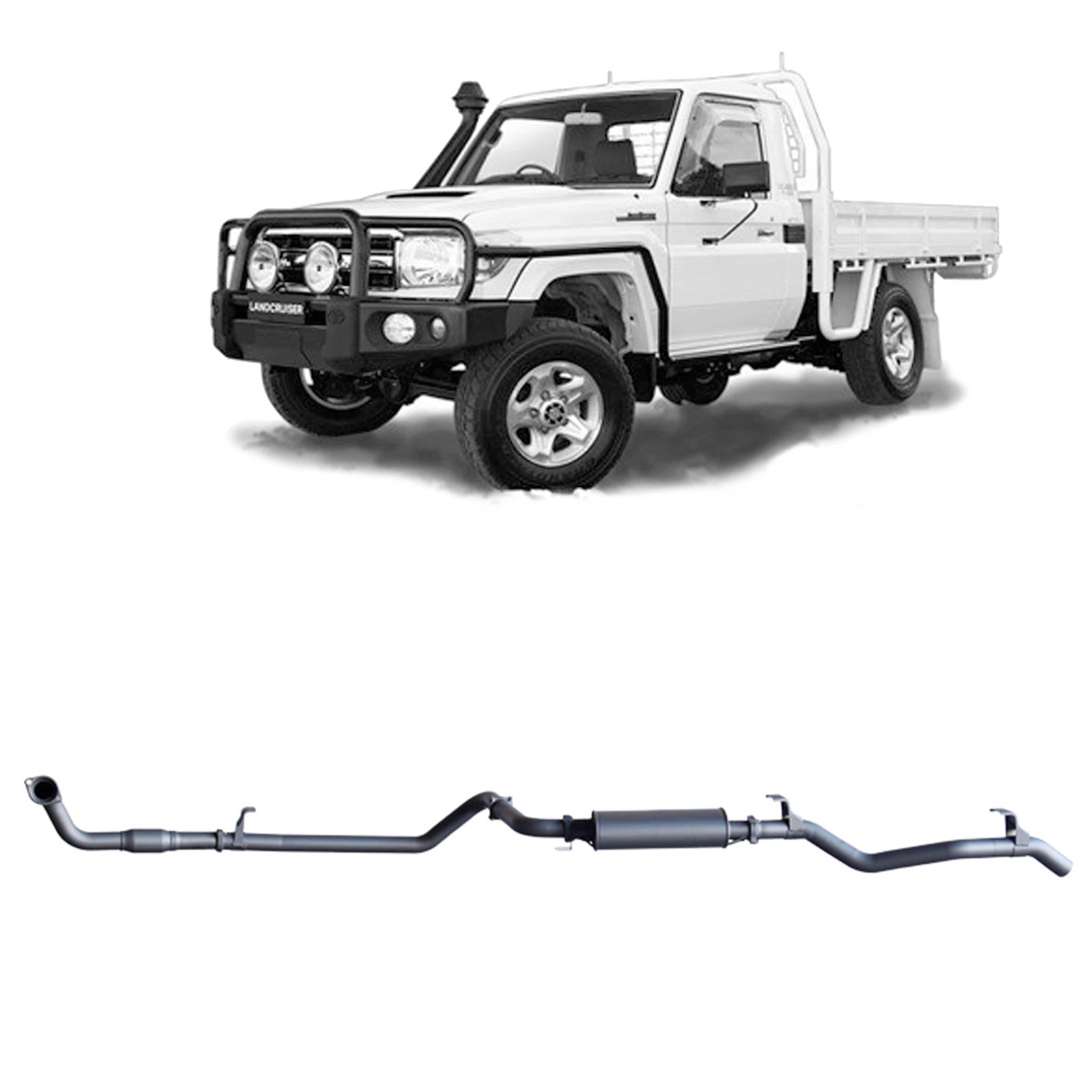Redback Extreme Duty Exhaust for Toyota Landcruiser 79 Series 4.2L TD (01/2001 - 01/2007) - With Cat / Large Muffler