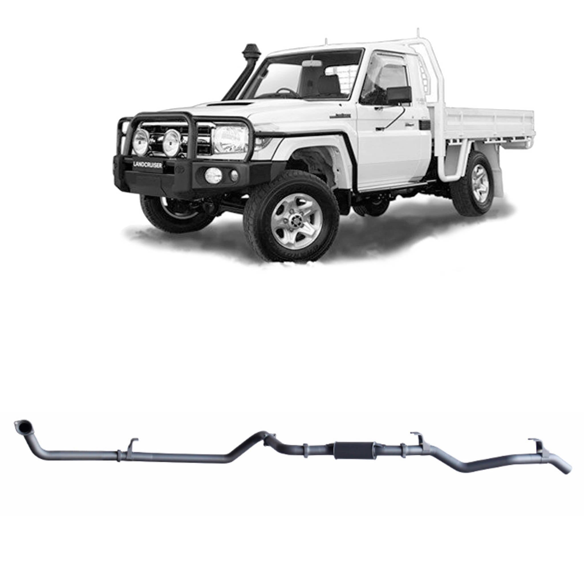 Redback Extreme Duty Exhaust for Toyota Landcruiser 79 Series 4.2L TD (01/2001 - 01/2007) - Without Cat / Resonator