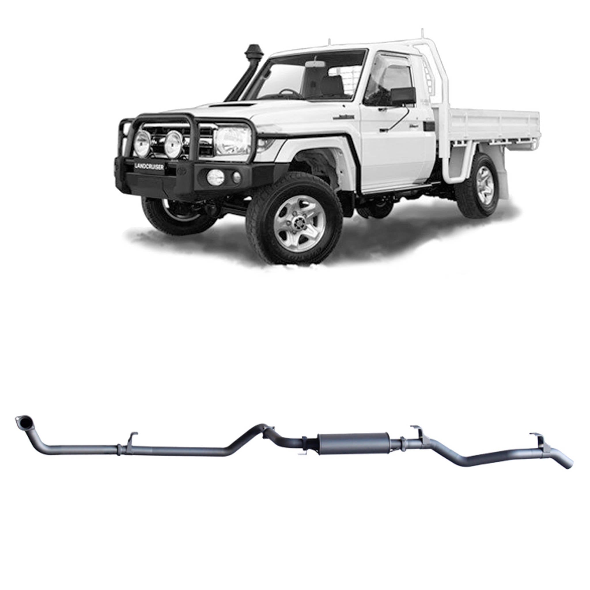 Redback Extreme Duty Exhaust for Toyota Landcruiser 79 Series 4.2L TD (01/2001 - 01/2007) - Without Cat / Large Muffler
