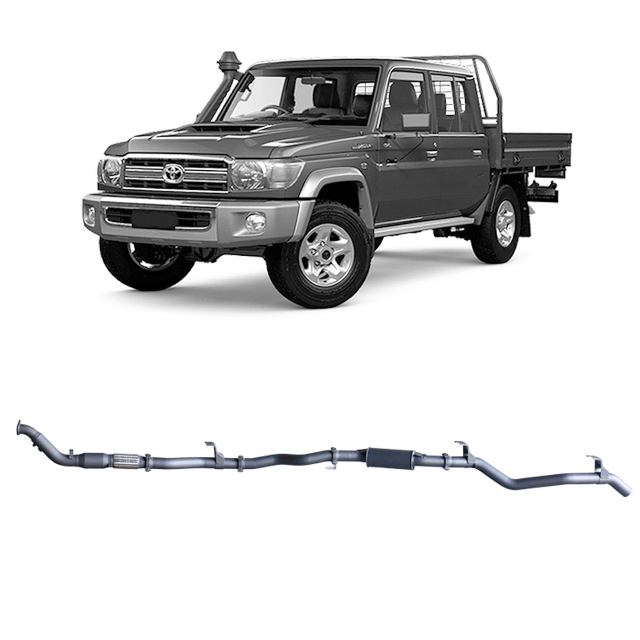 Redback Extreme Duty Exhaust for Toyota Landcruiser 79 Series Double Cab (01/2012 - 10/2016) - Resonator (Medium)