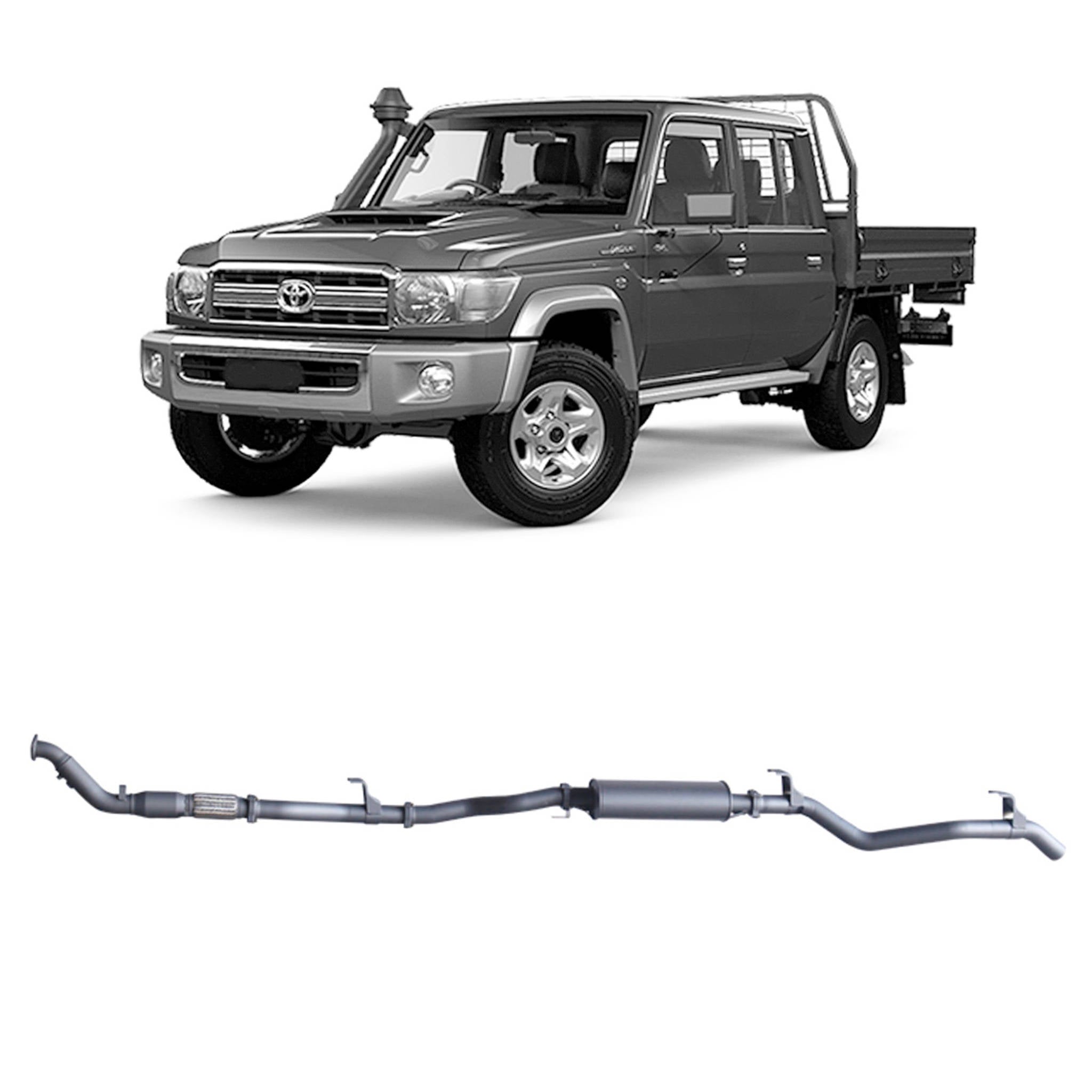 Redback Extreme Duty Exhaust for Toyota Landcruiser 79 Series Double Cab (01/2012 - 10/2016) - Large Muffler (Quiet)