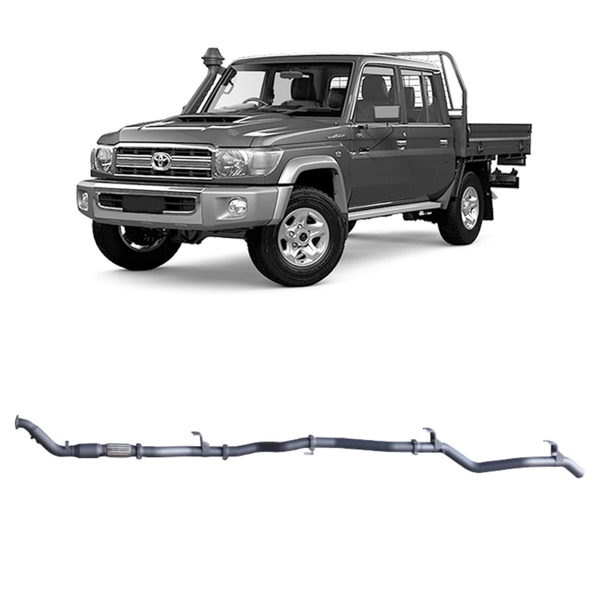 Redback Extreme Duty Exhaust for Toyota Landcruiser 79 Series Double Cab (01/2012 - 10/2016) - Pipe Only (Loud)