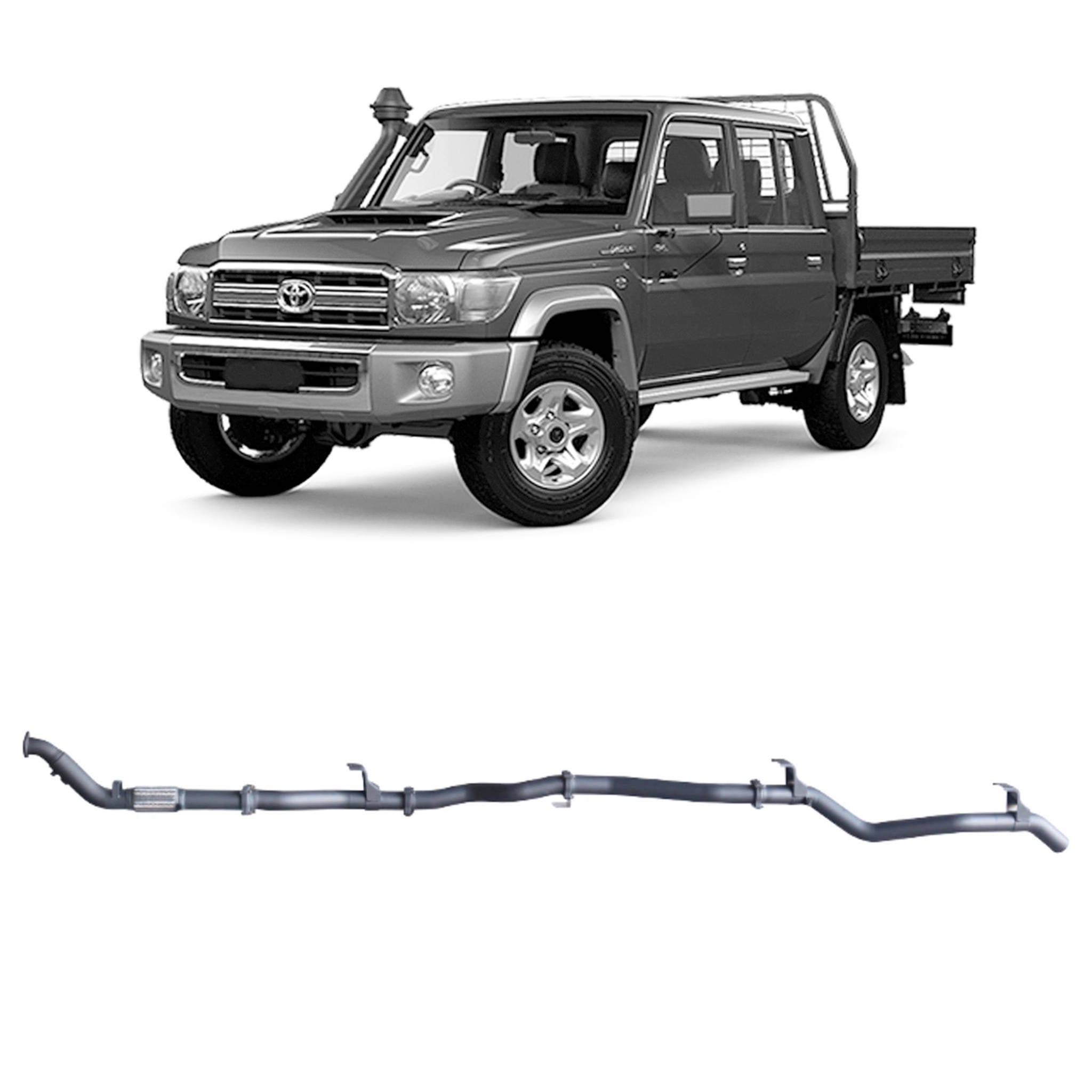 Redback Extreme Duty Exhaust for Toyota Landcruiser 79 Series Double Cab (01/2012 - 10/2016) - Pipe Only (Loud)