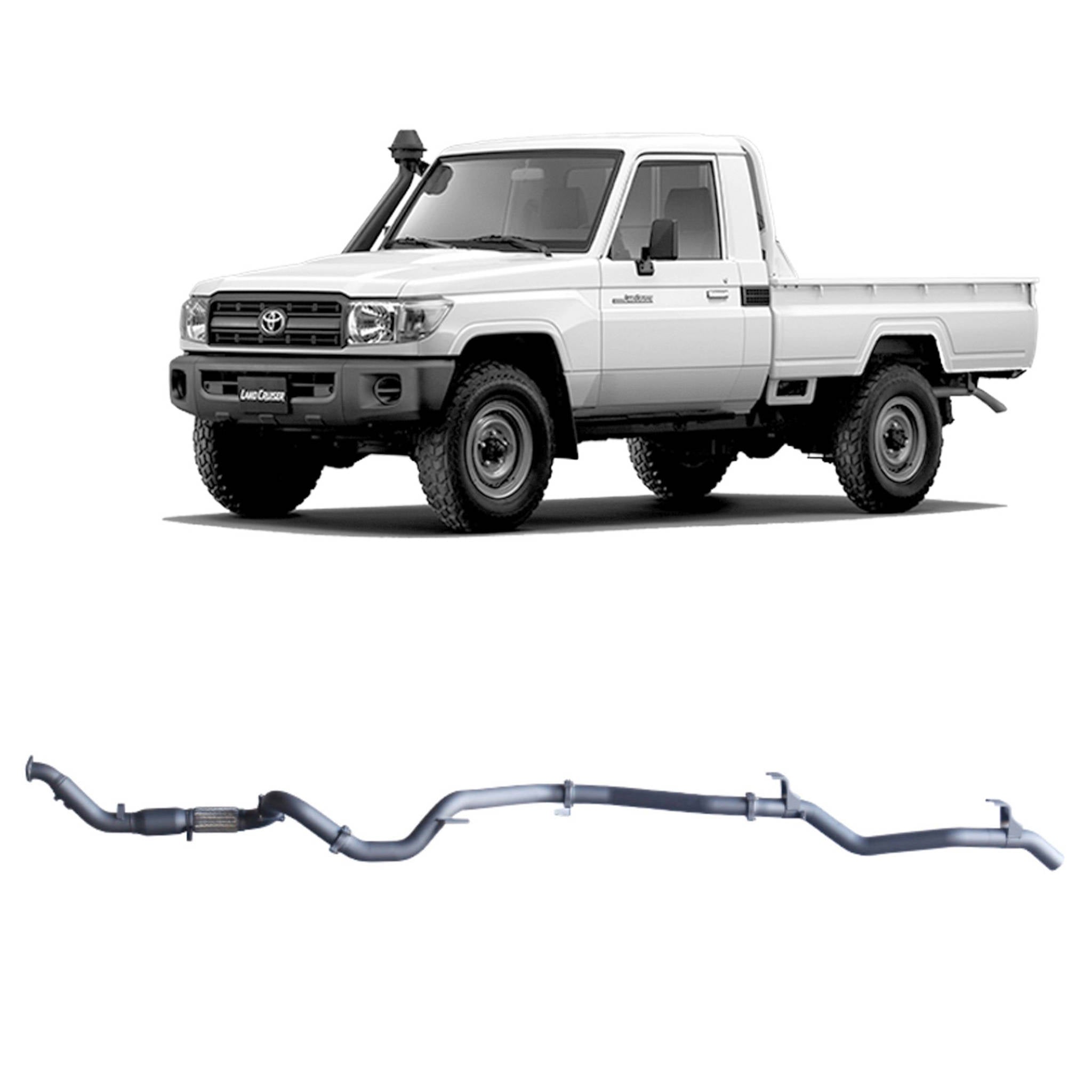 Redback Extreme Duty Exhaust for Toyota Landcruiser 79 Series Single Cab (03/2007 - 10/2016) - Pipe Only (Loud)