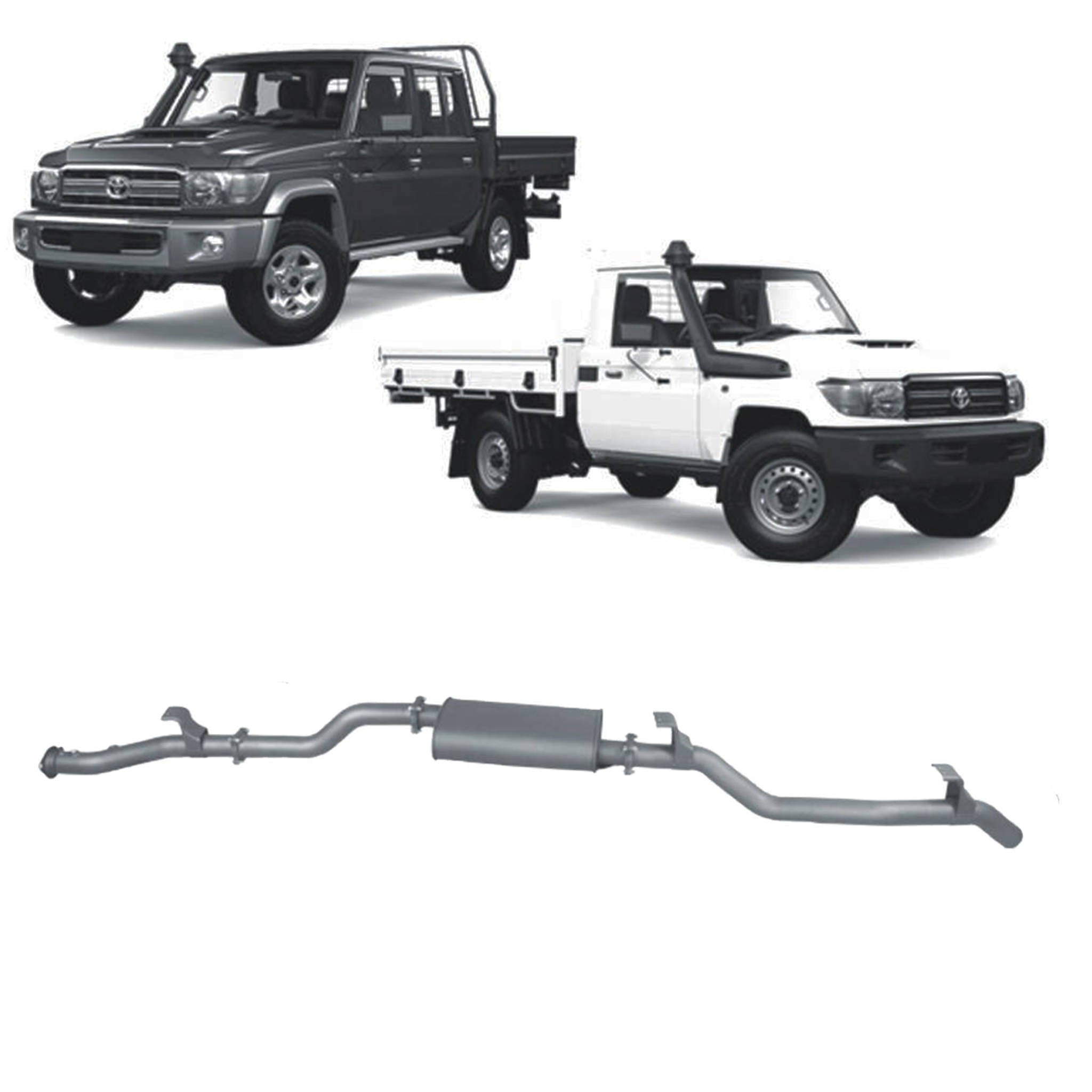 Redback Extreme Duty Exhaust for Toyota Landcruiser 79 Series Single and Double Cab (11/2016 - on) - Large Muffler