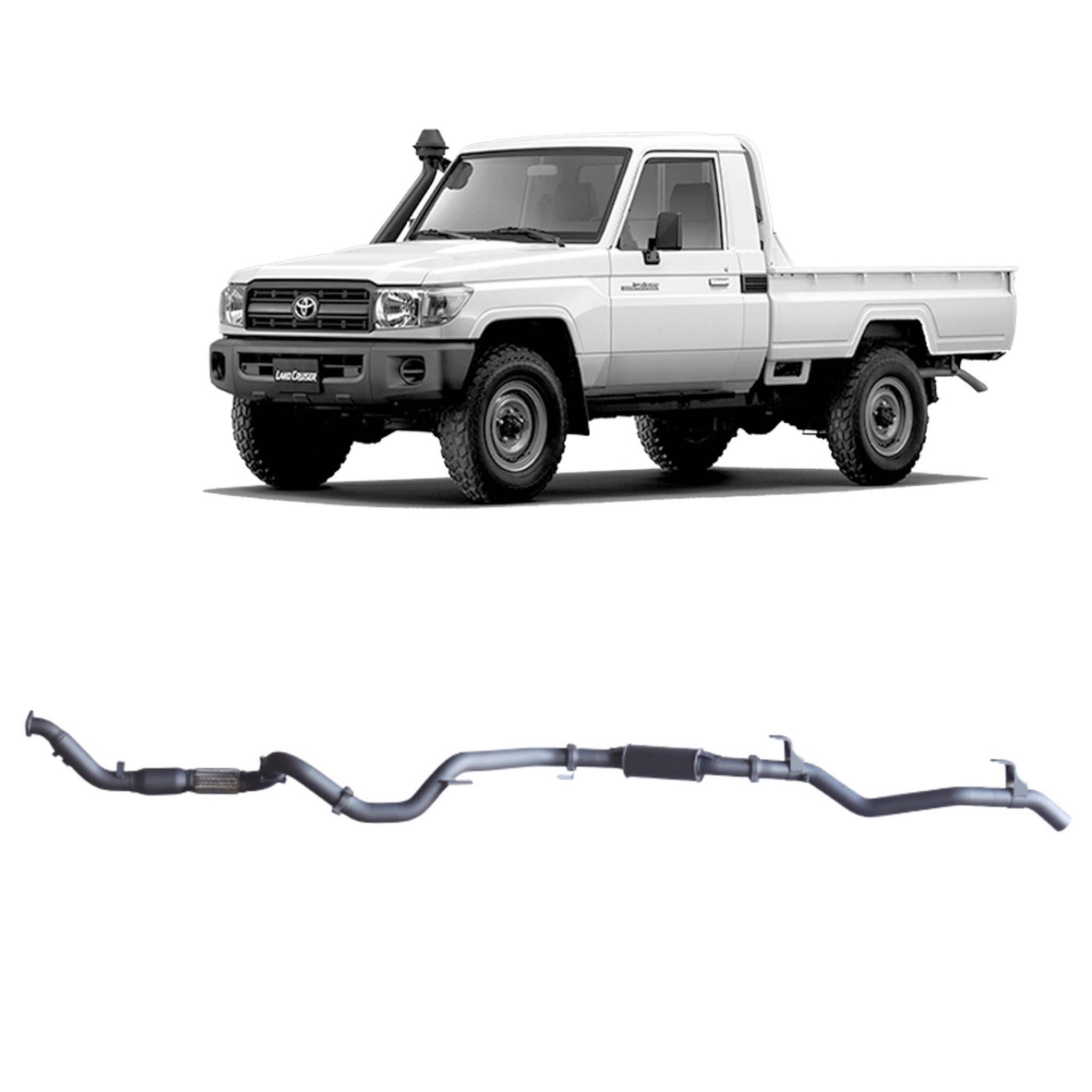 Redback Extreme Duty Exhaust for Toyota Landcruiser 79 Series Single Cab (03/2007 - 10/2016) - Resonator (Medium)